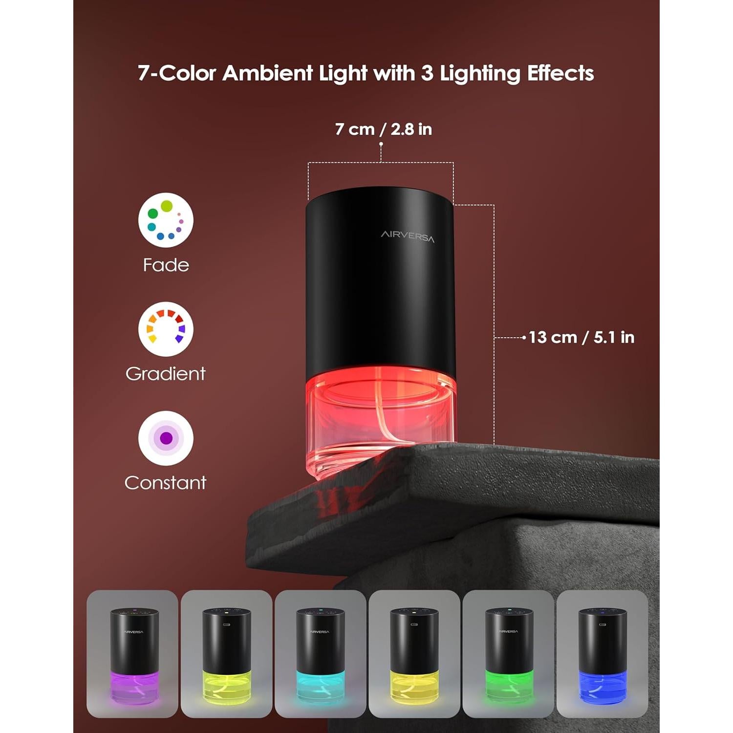 Difusor de Aceite Esencial Airversa AN9 100ml Portátil Negro