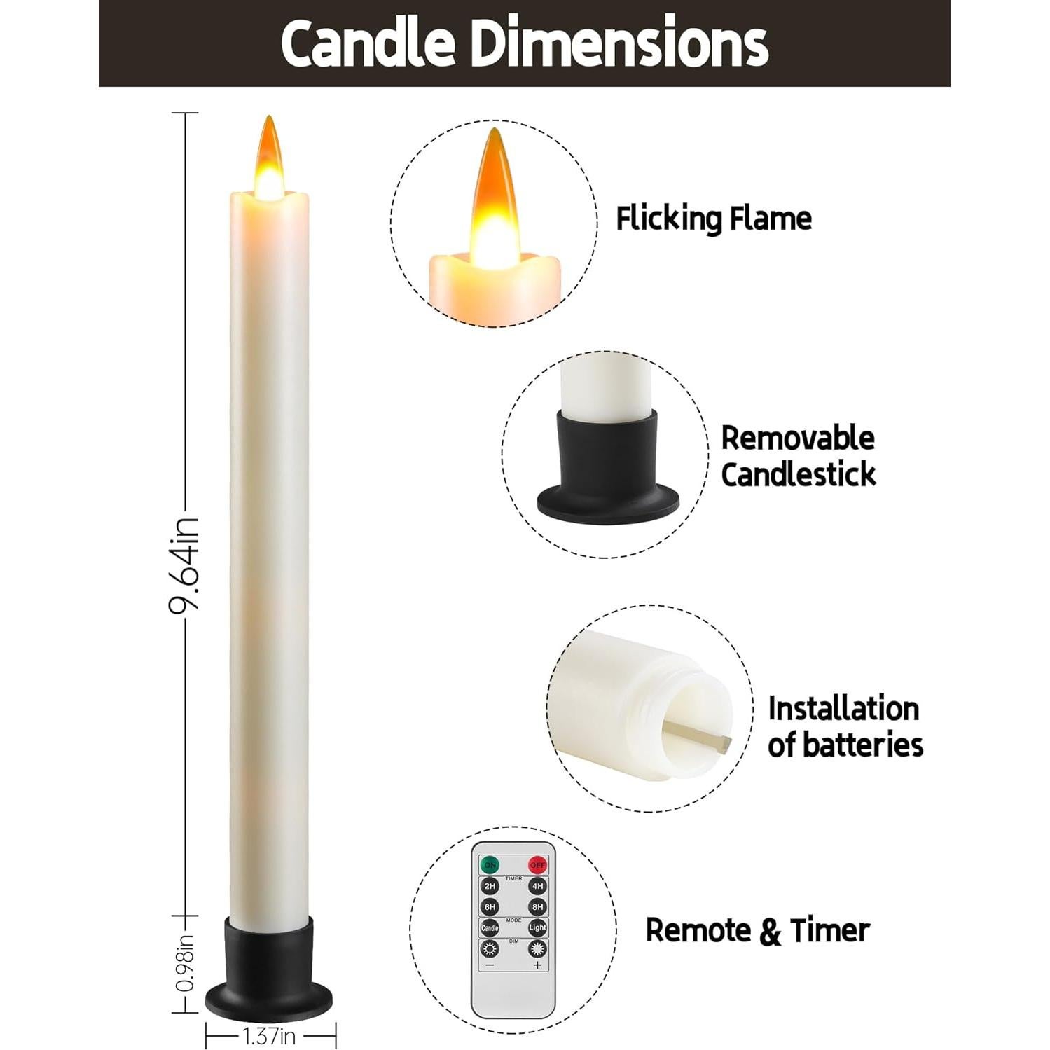 Velas LED sin llama Da by 3 con control remoto y temporizador