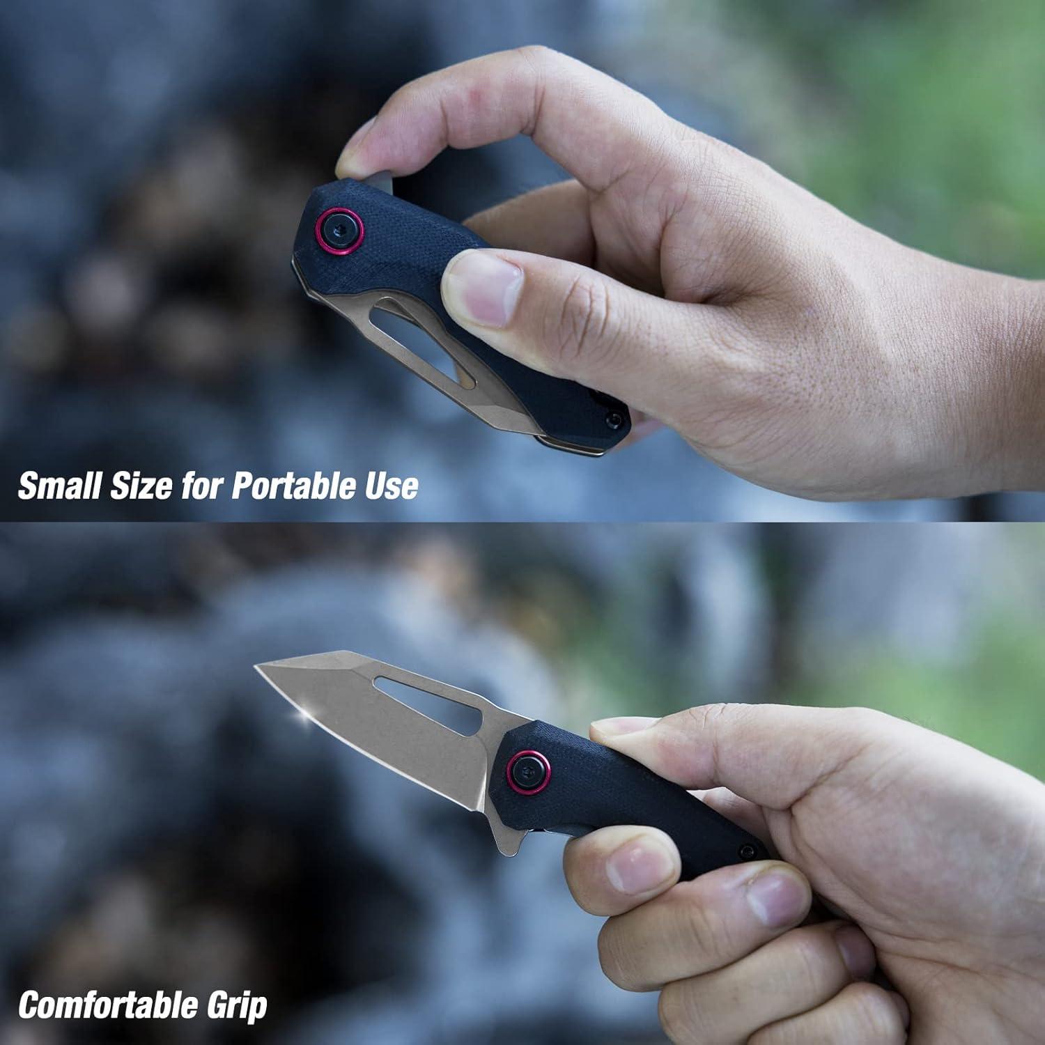 Cuchillo de bolsillo FLISSA Mini EDC Plegable Hoja D2 6.35 cm