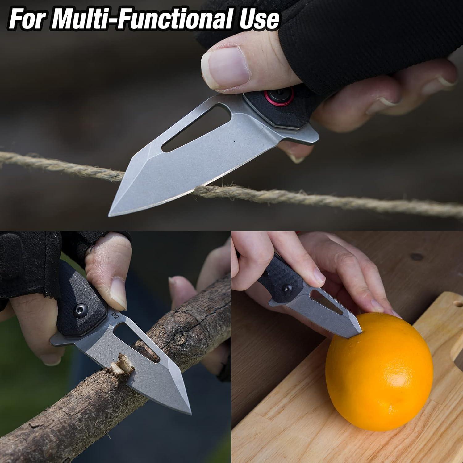 Cuchillo de bolsillo FLISSA Mini EDC Plegable Hoja D2 6.35 cm