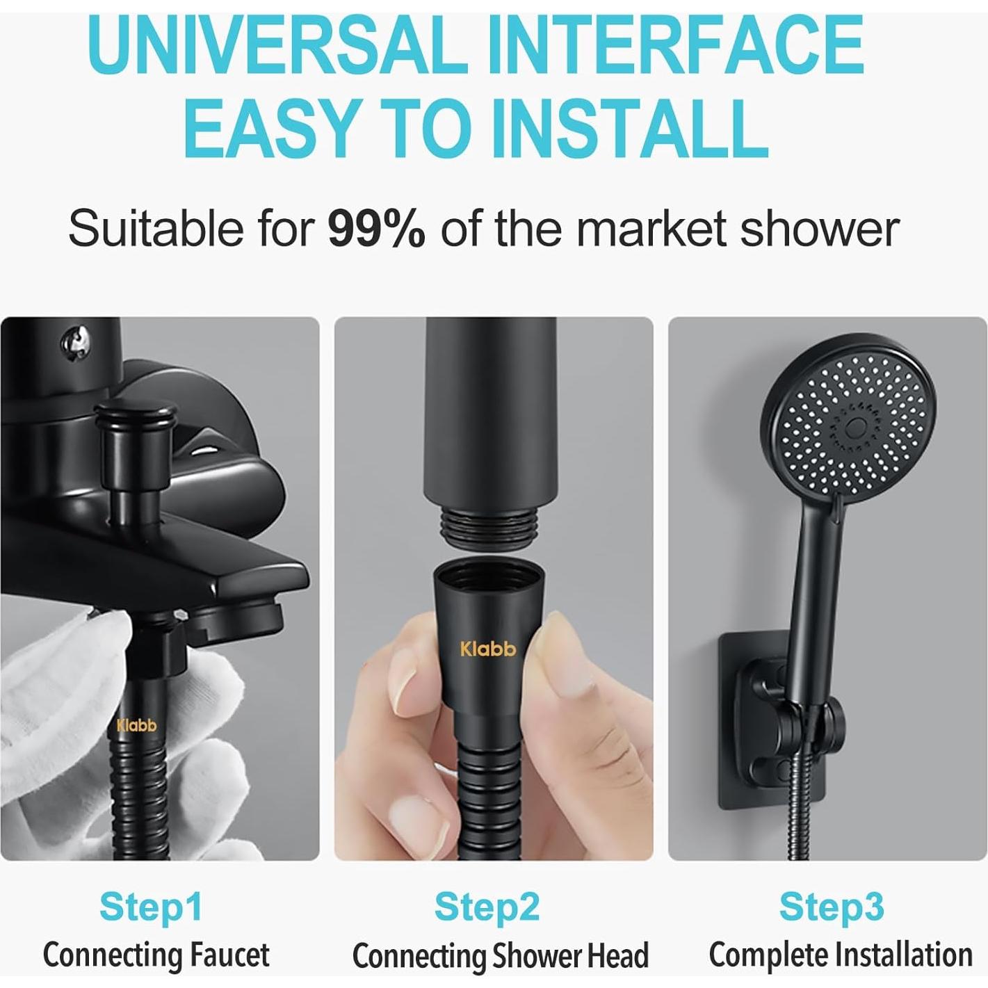 Manguera de Ducha Klabb 150 cm Acero Inoxidable Flexible Negra