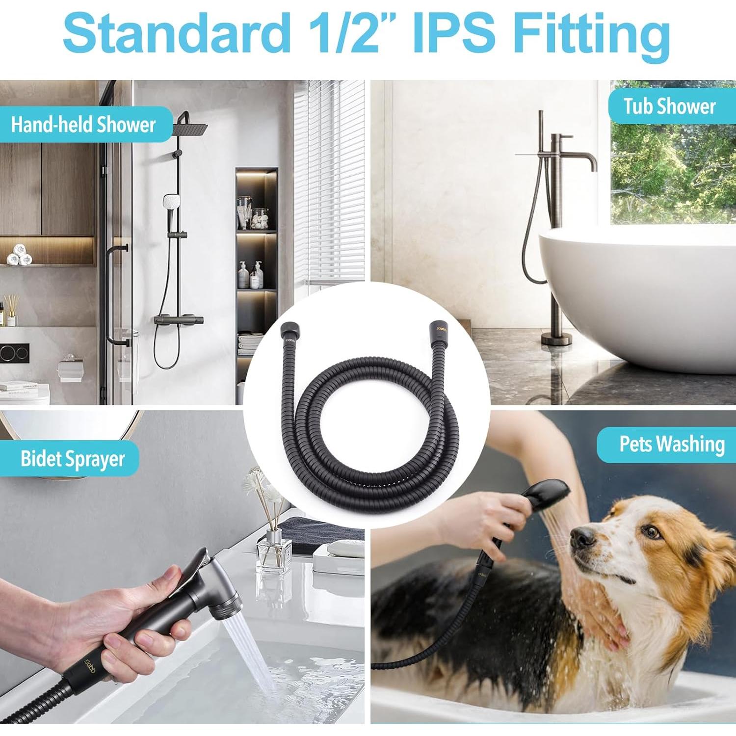 Manguera de Ducha Klabb 150 cm Acero Inoxidable Flexible Negra