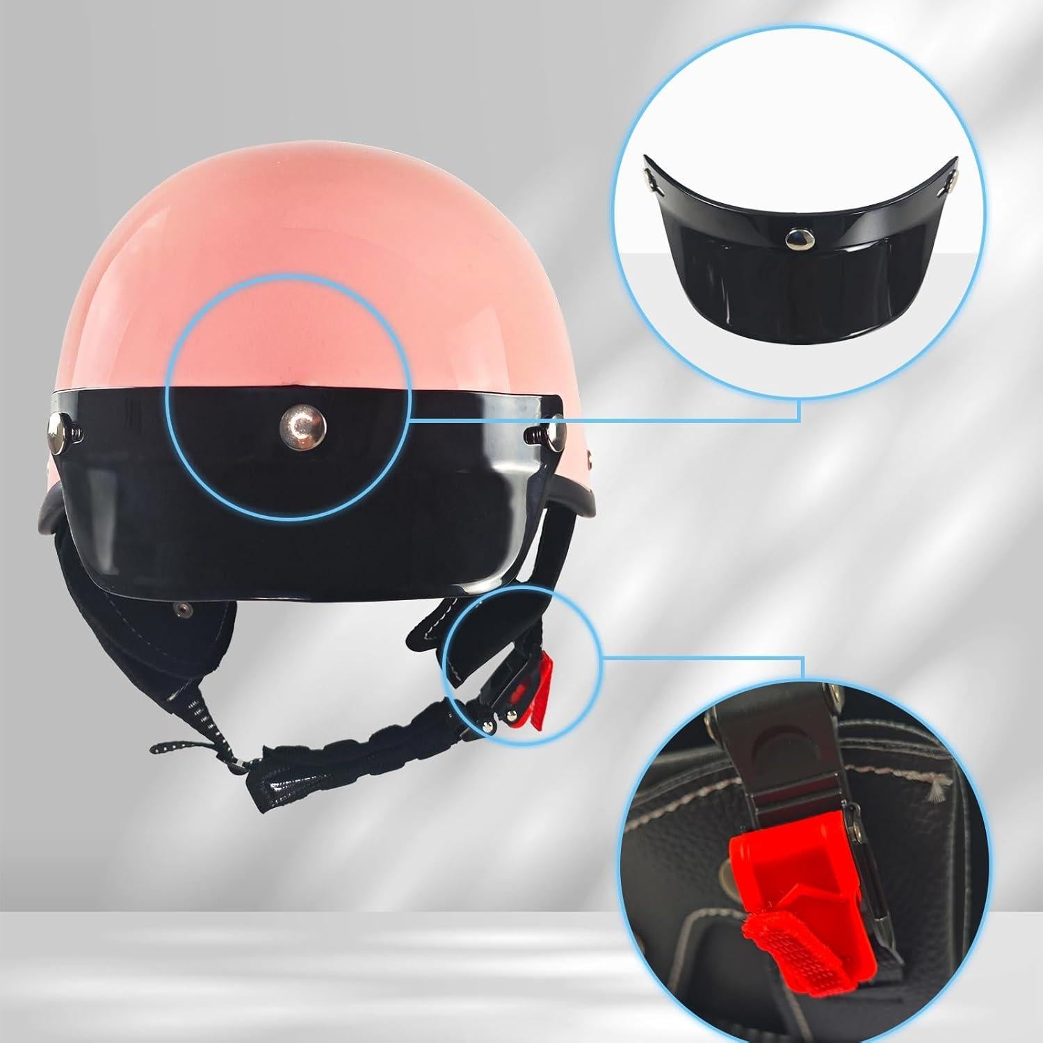 Casco de Motocicleta SanQing Retro Media Cara Negro