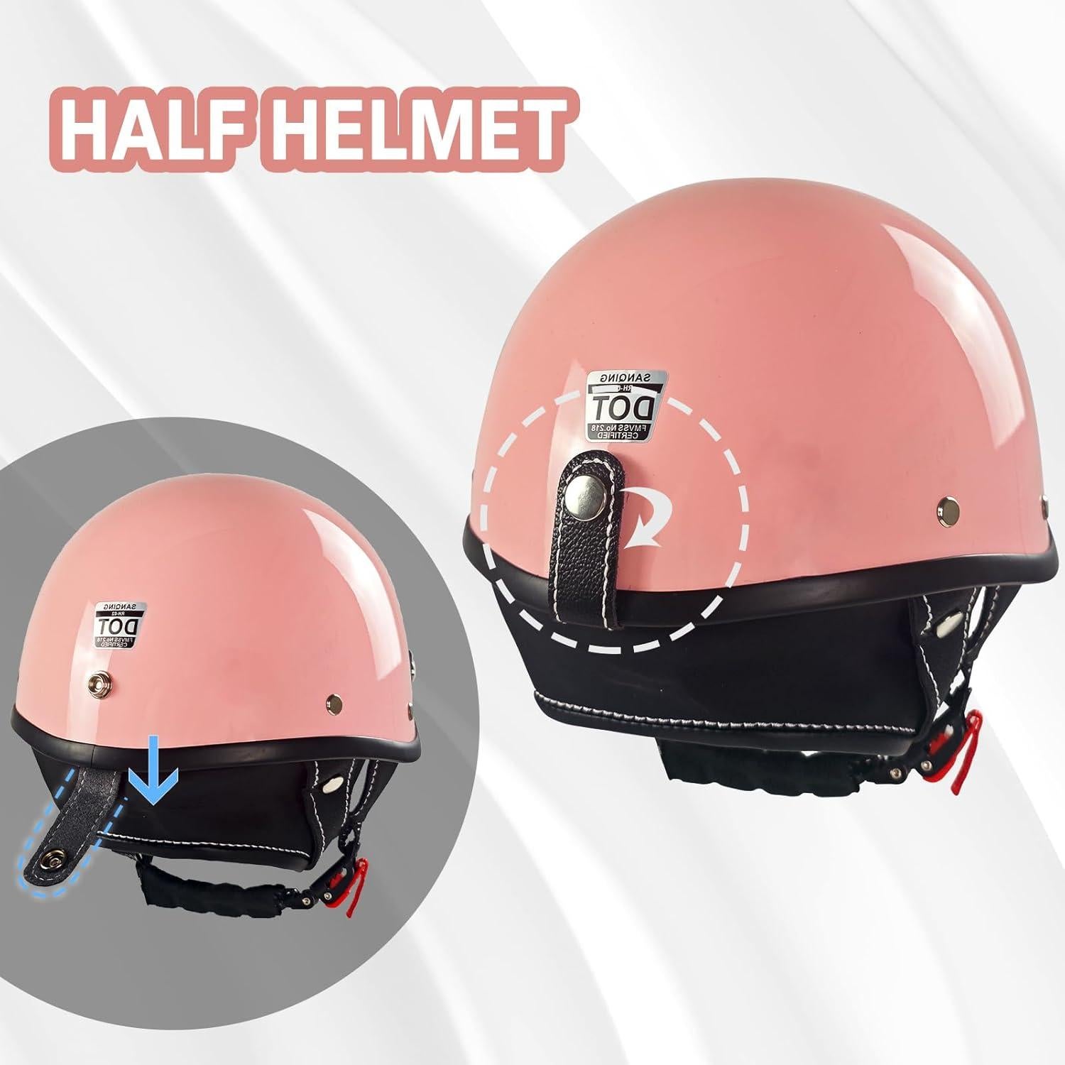 Casco de Motocicleta SanQing Retro Media Cara Negro