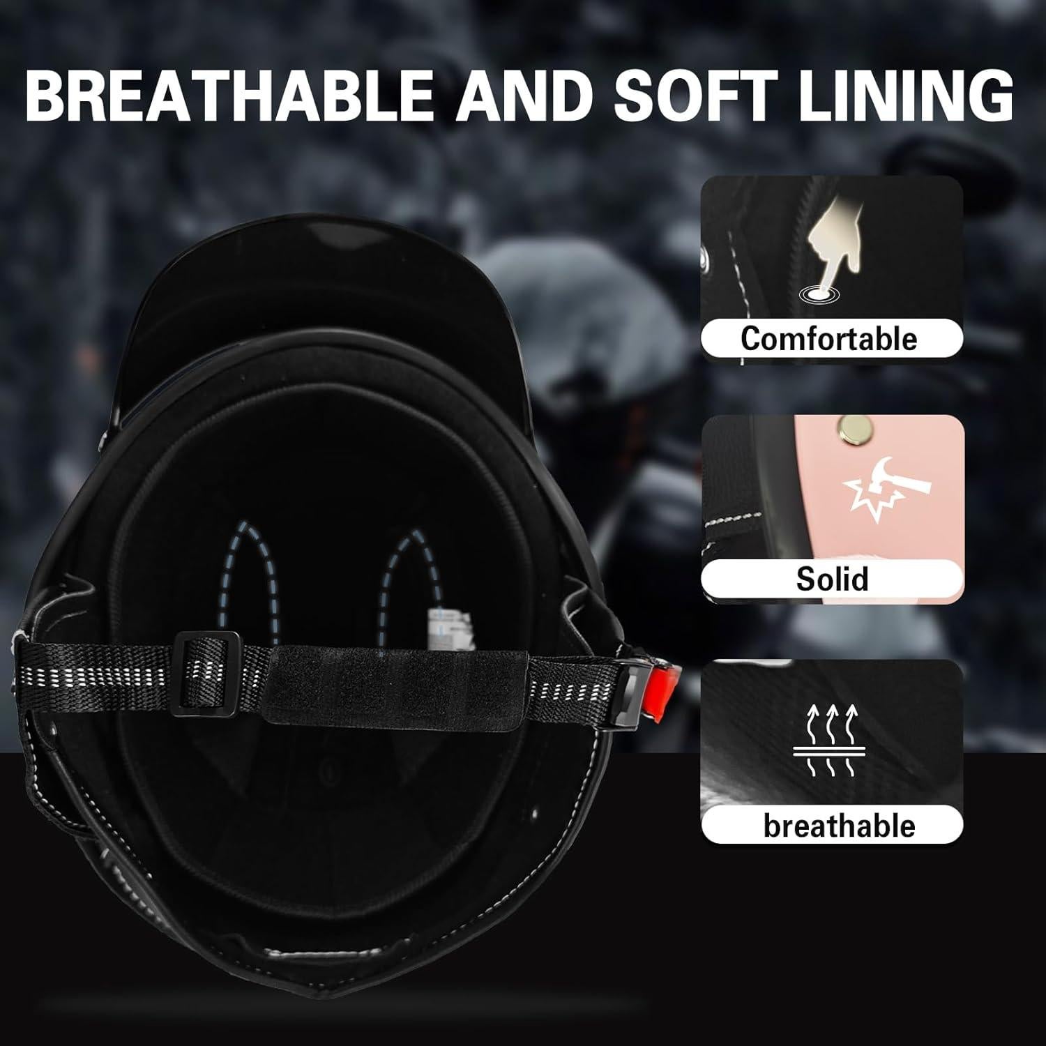 Casco de Motocicleta SanQing Retro Media Cara Negro