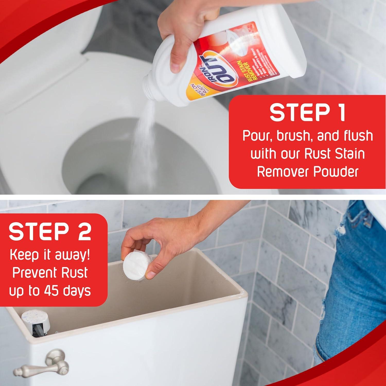 Iron OUT Automatic Toilet Bowl Cleaner Tablets, Helps Remove and Prevent Rust Stains with Every Flush, Lasts up to 45 Days, Made in the USA, 2 Tablets