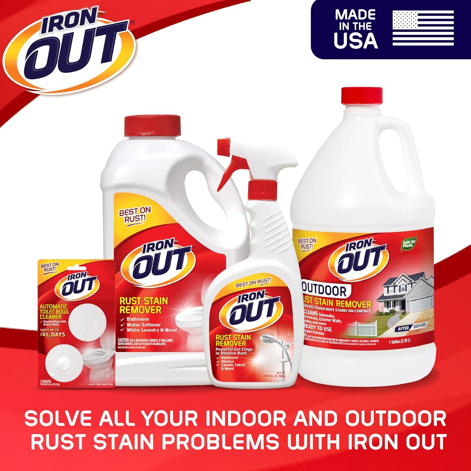 Iron OUT Automatic Toilet Bowl Cleaner Tablets, Helps Remove and Prevent Rust Stains with Every Flush, Lasts up to 45 Days, Made in the USA, 2 Tablets