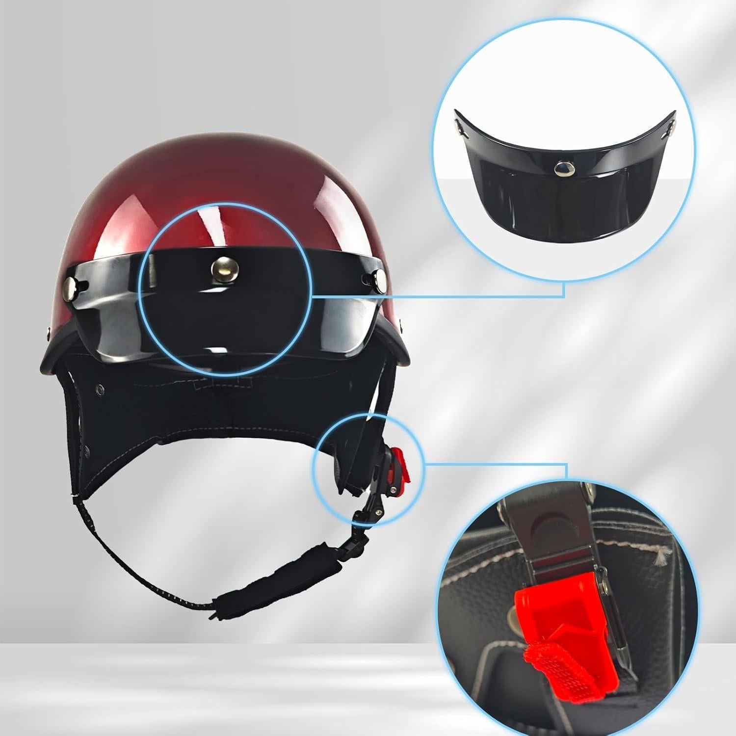 Casco de motocicleta SanQing retro media cara negro 0.75 kg