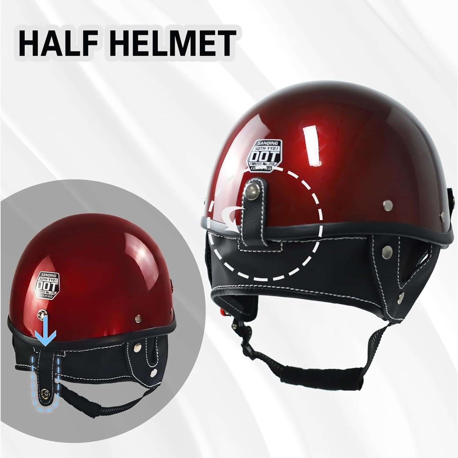 Casco de motocicleta SanQing retro media cara negro 0.75 kg