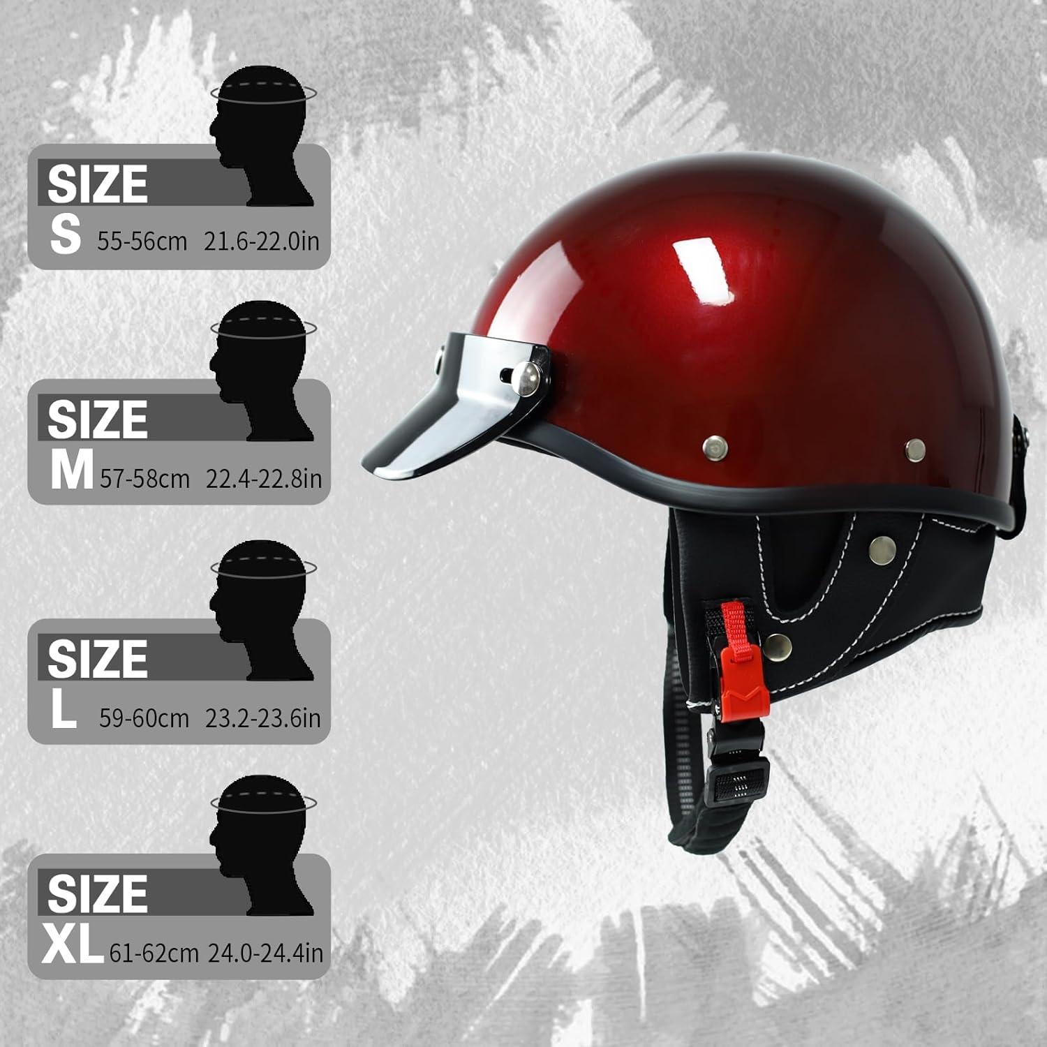 Casco de motocicleta SanQing retro media cara negro 0.75 kg