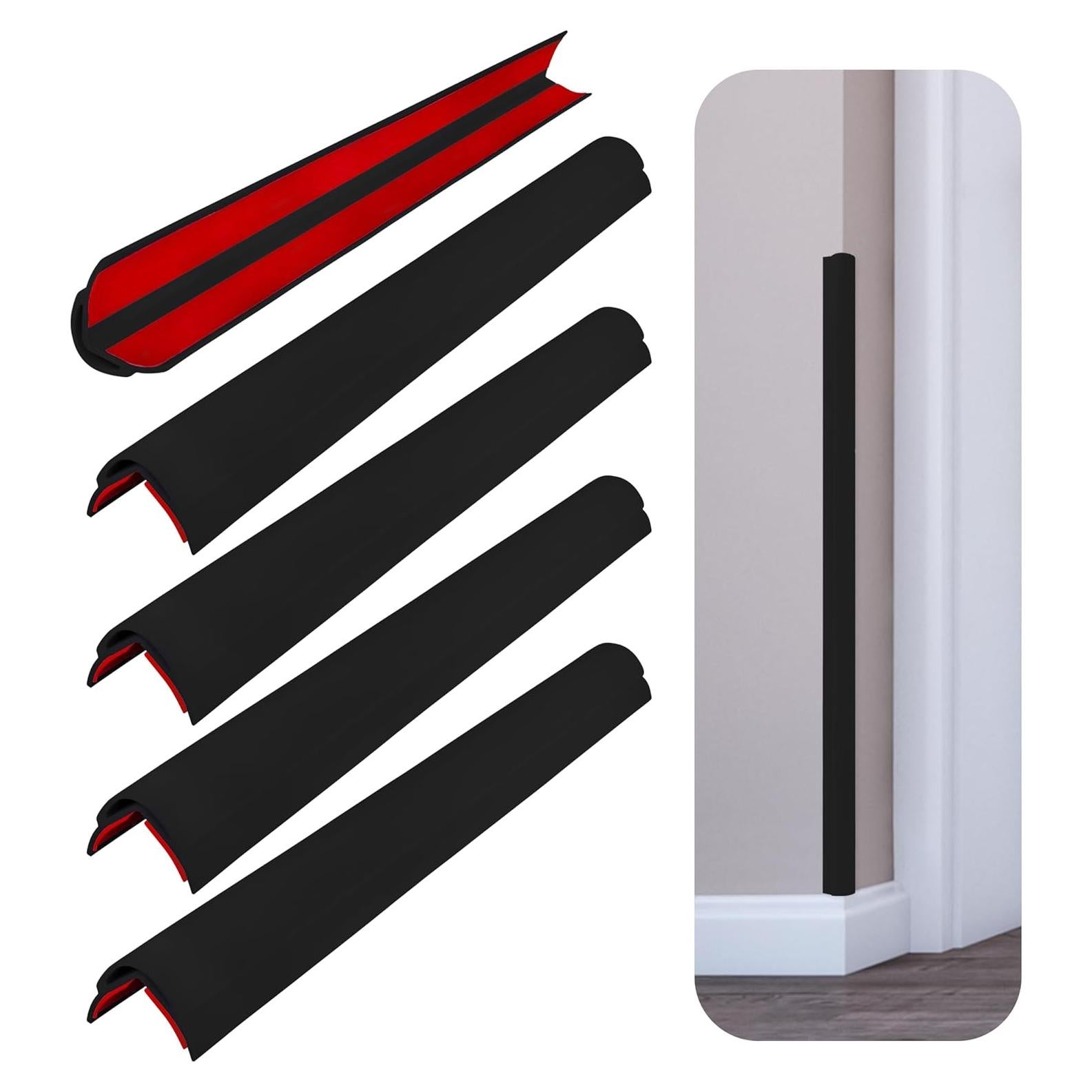 Protector de Esquinas de Pared Goma Bond 5 Piezas Negro 121.9 cm