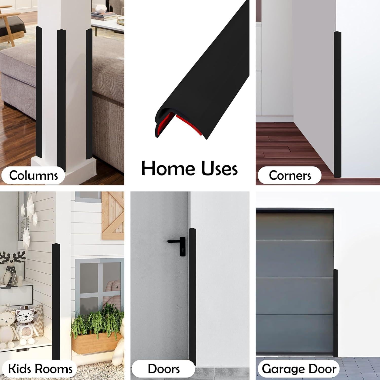 Protector de Esquinas de Pared Goma Bond 5 Piezas Negro 121.9 cm