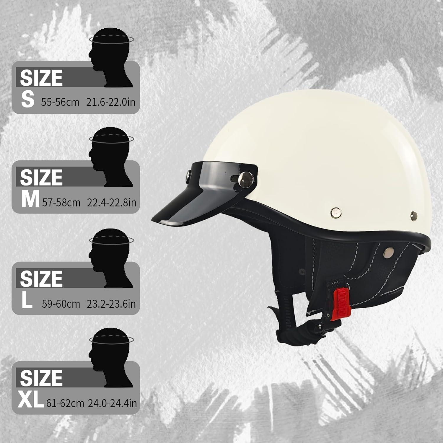 Casco de motocicleta SanQing retro media cara ABS negro