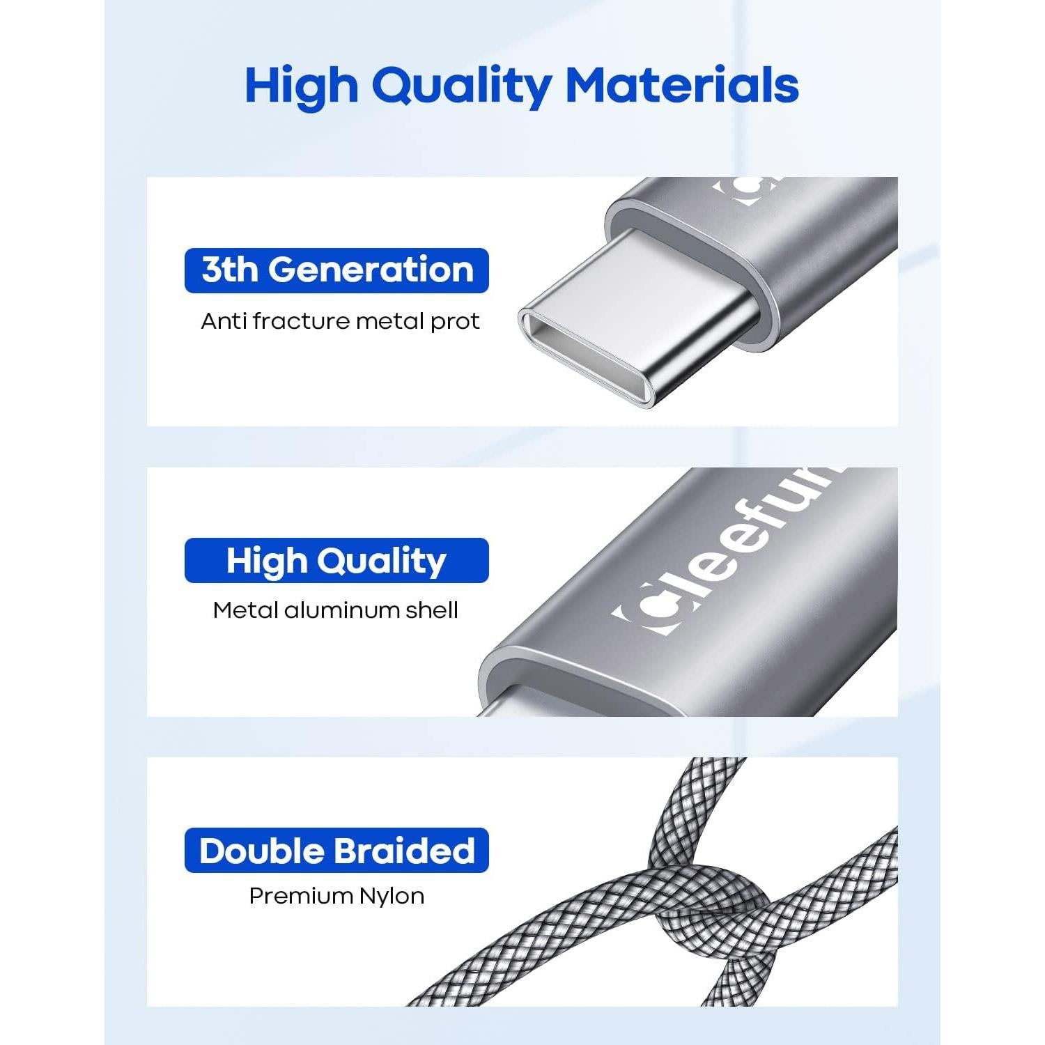 Cable USB C CLEEFUN 5 Unidades 1.83m Carga Rápida