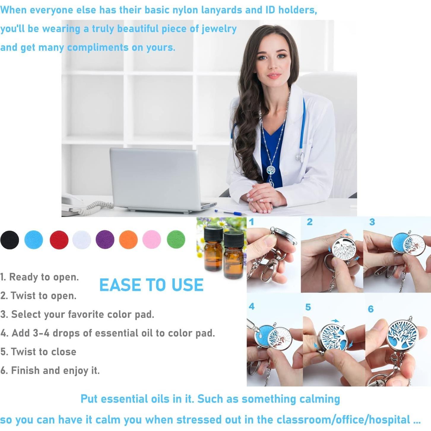 Lanyard Difusor de Aromas SAM & LORI - Collar Plateado para Identificación