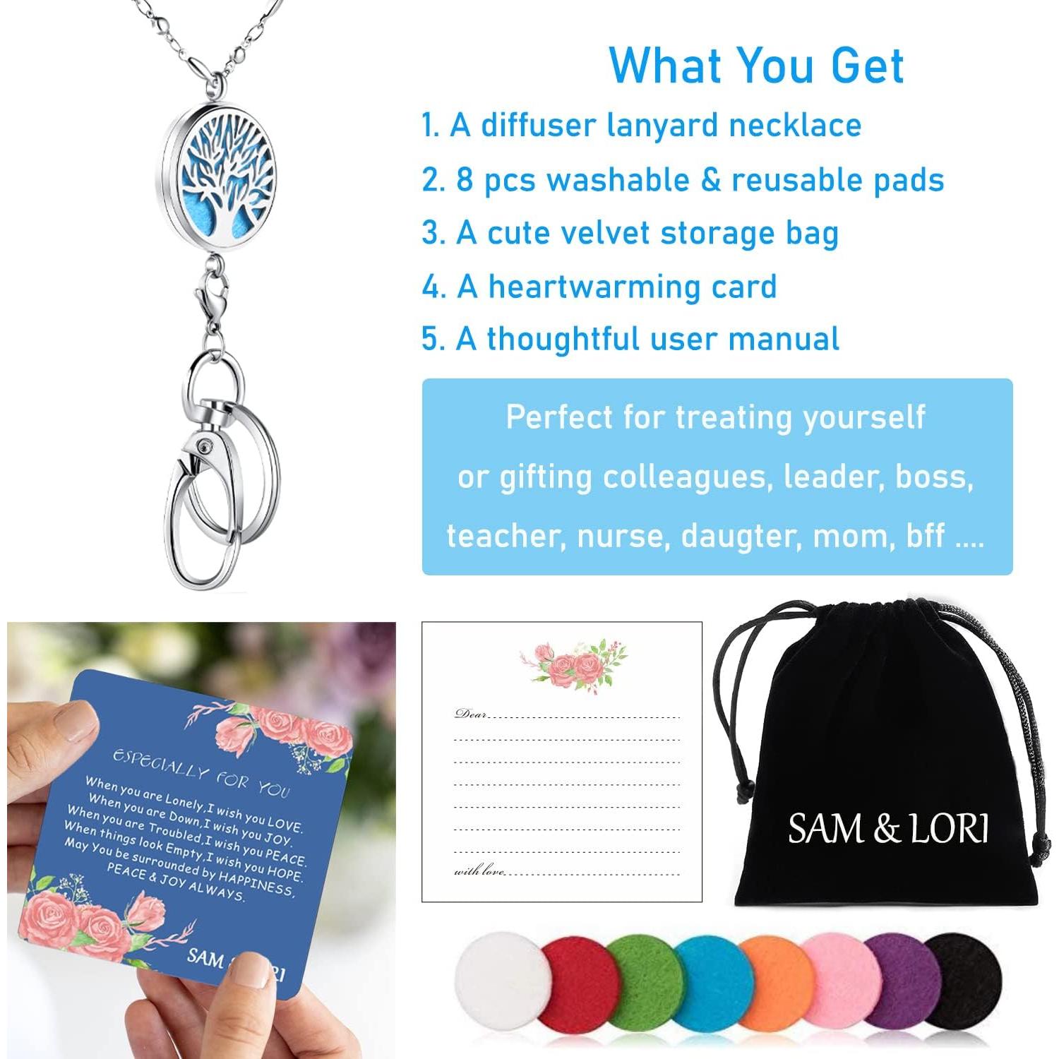 Lanyard Difusor de Aromas SAM & LORI - Collar Plateado para Identificación