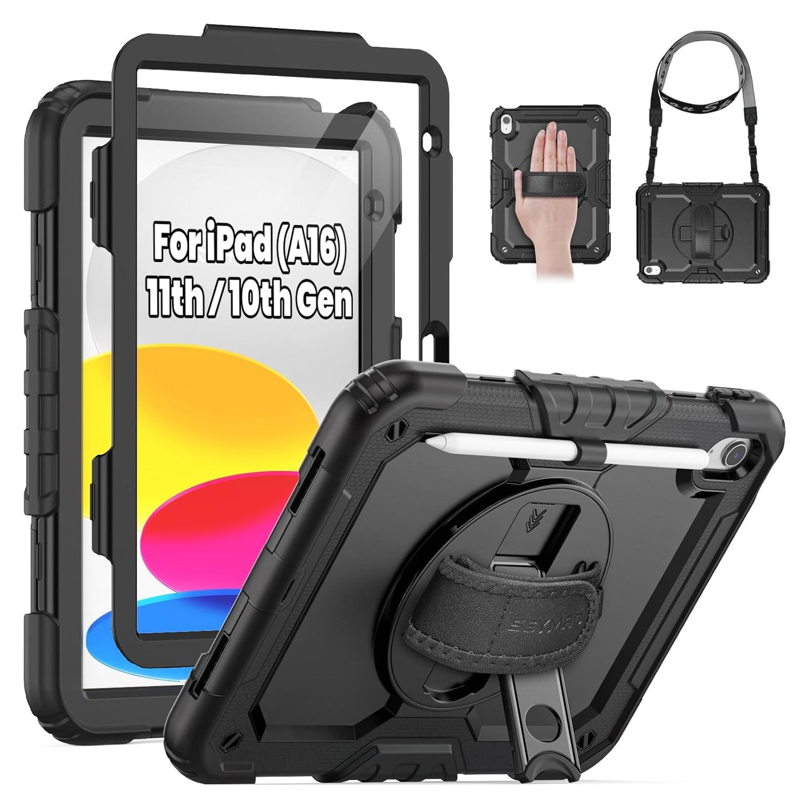 Funda SEYMAC para iPad A16 11"/10.9" 2025/2022 Negra