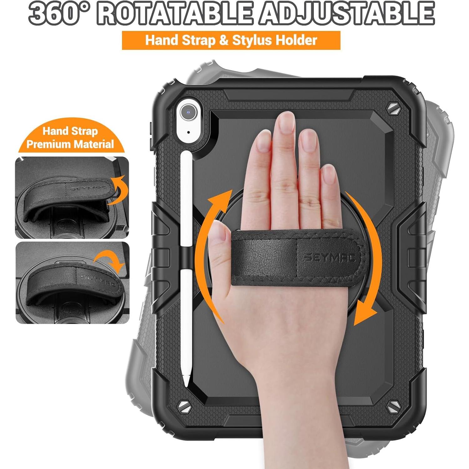 Funda SEYMAC para iPad A16 11"/10.9" 2025/2022 Negra