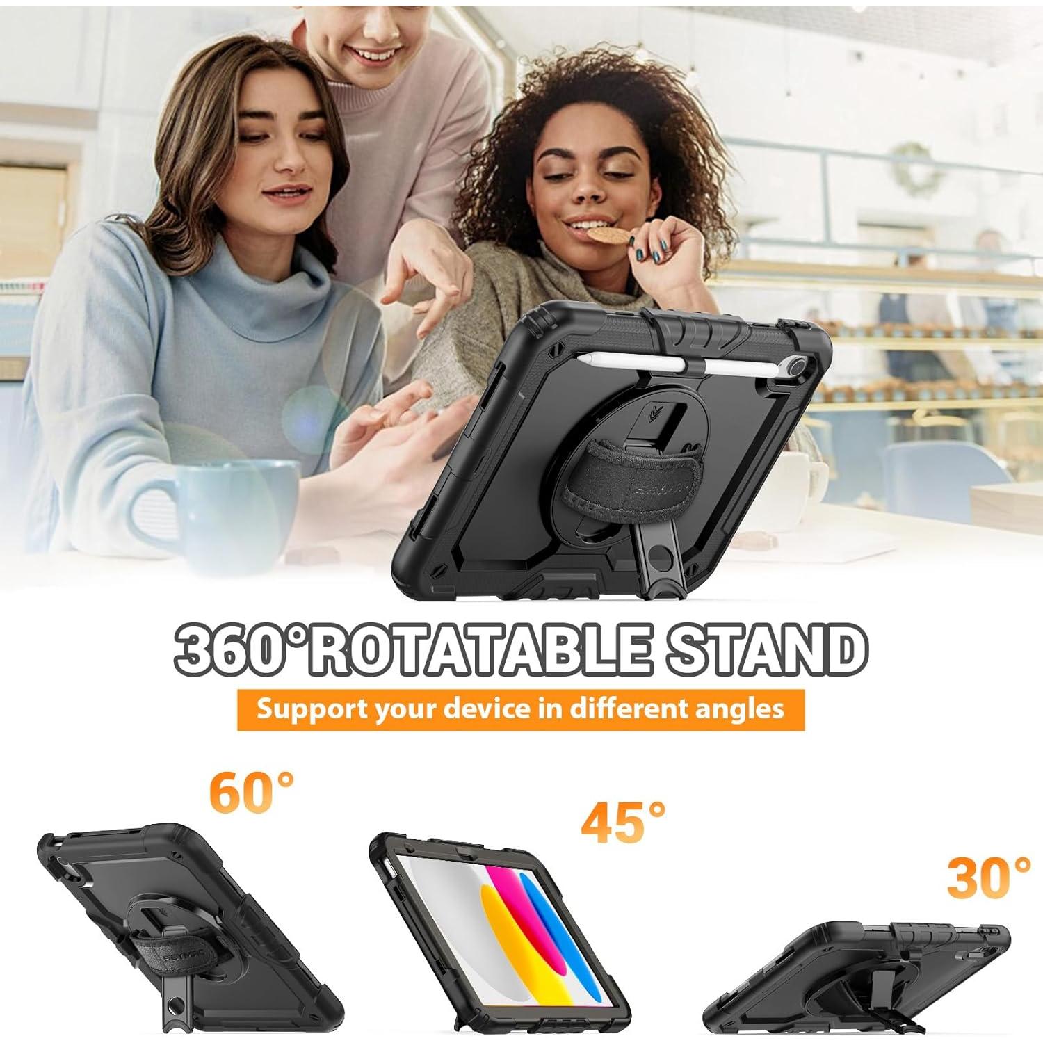 Funda SEYMAC para iPad A16 11"/10.9" 2025/2022 Negra