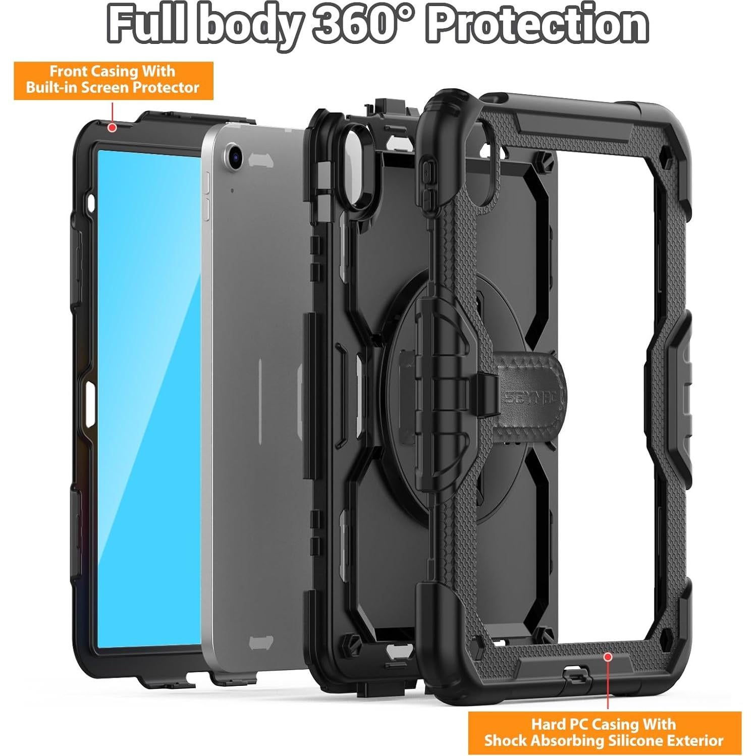 Funda SEYMAC para iPad A16 11"/10.9" 2025/2022 Negra