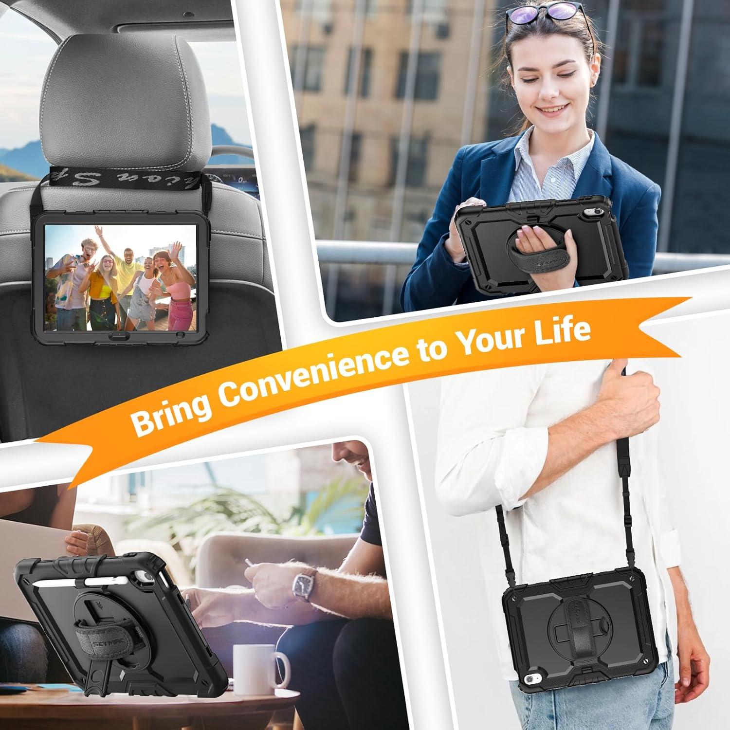 Funda SEYMAC para iPad A16 11"/10.9" 2025/2022 Negra