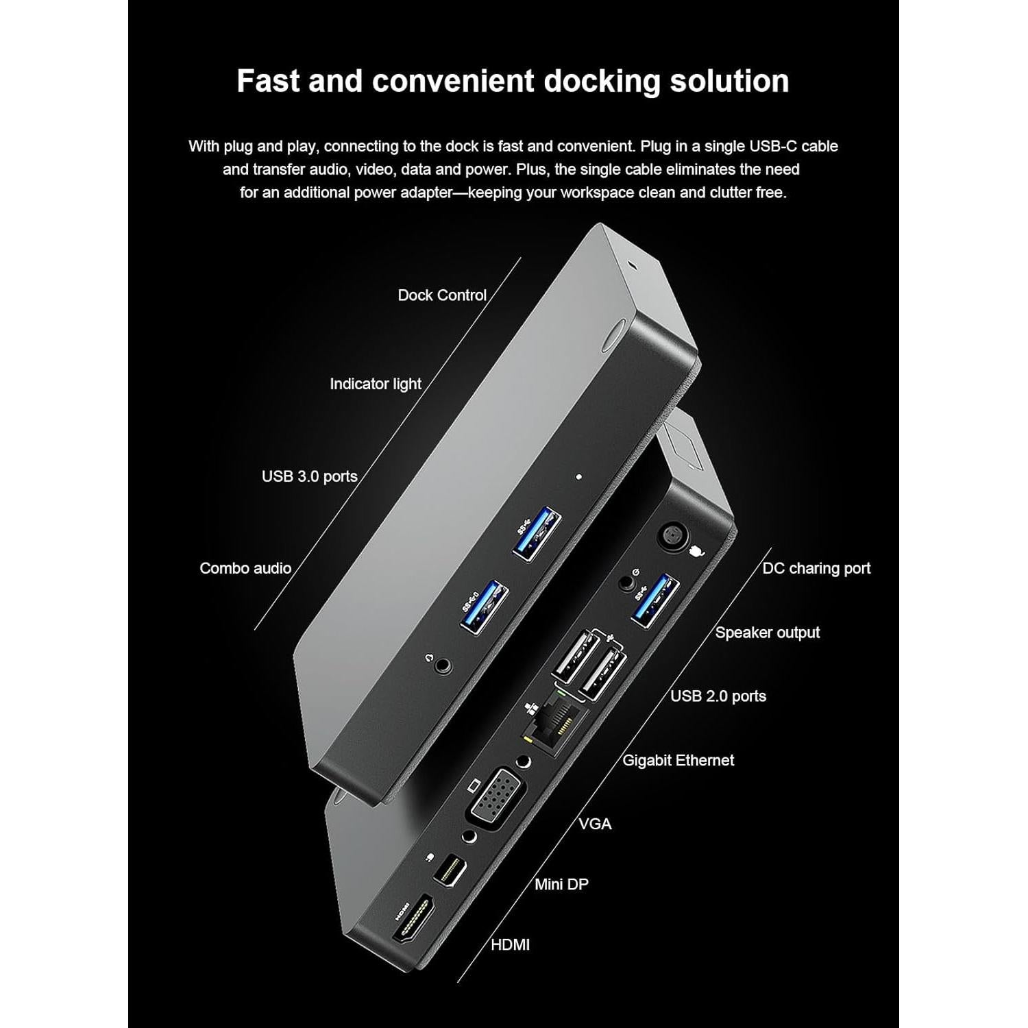 Estación de Acoplamiento WD15 USB-C 11 en 1 para Dell