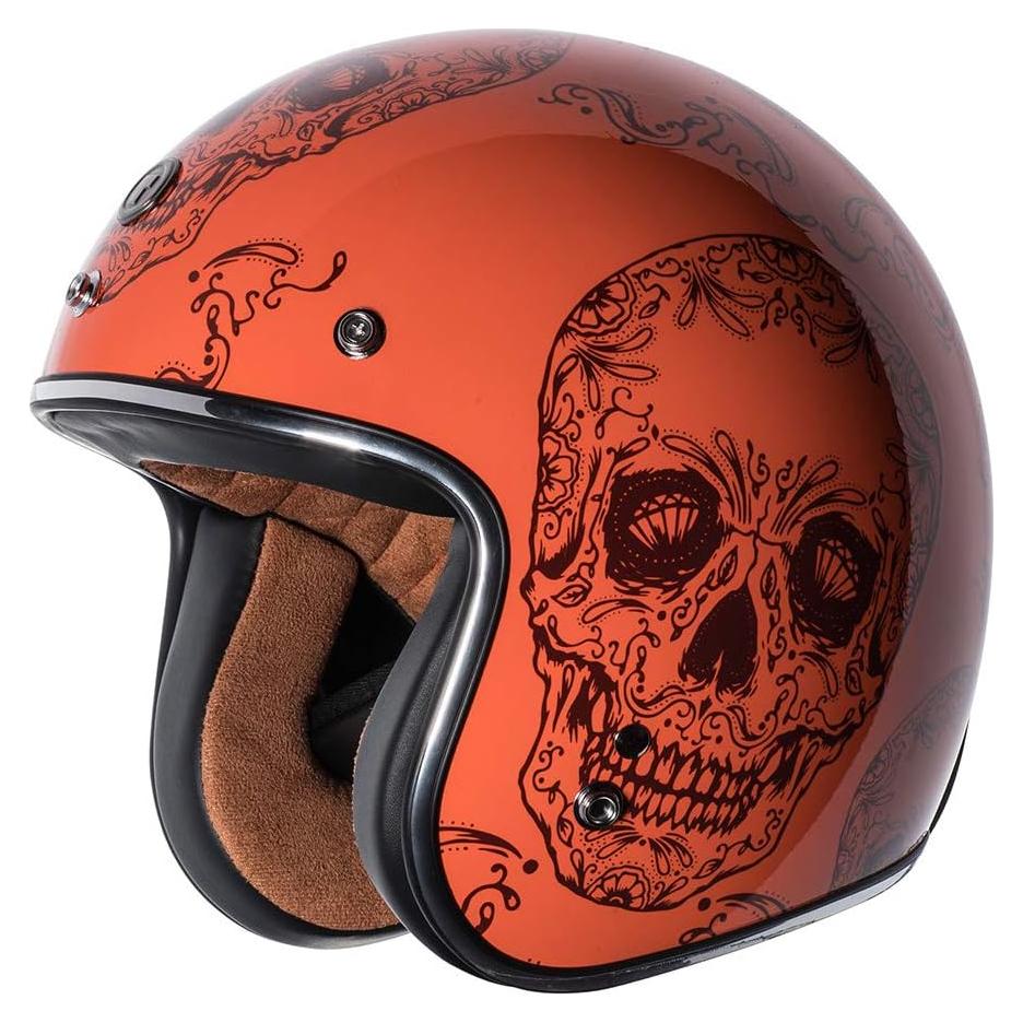 Casco Abierto TORC T50 Del Mar Naranja Cráneo 3/4