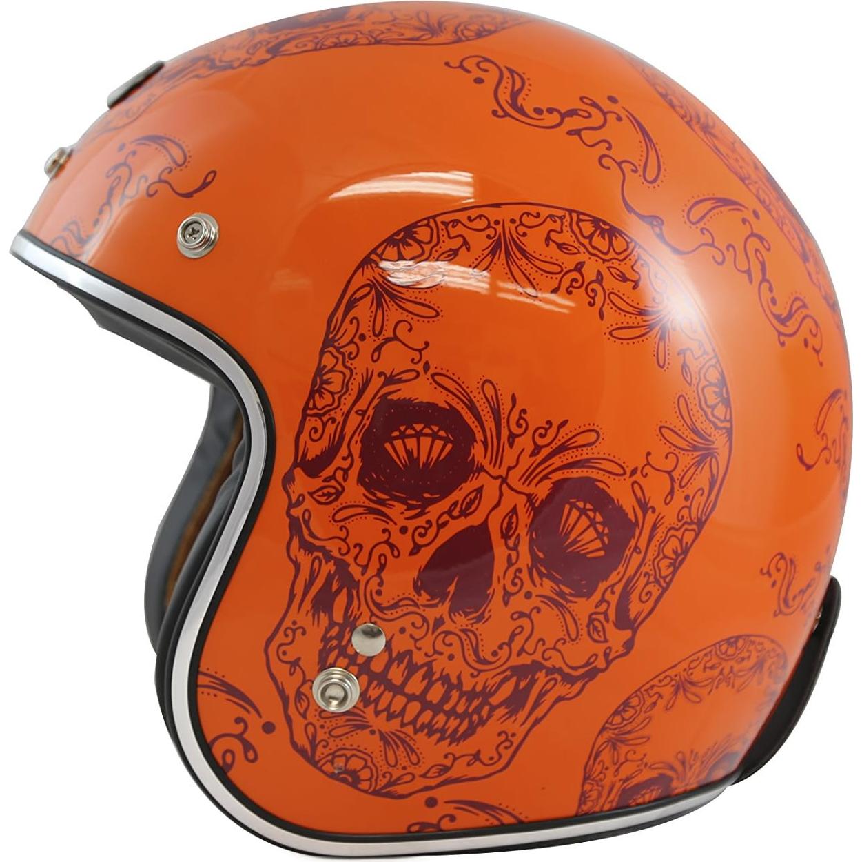 Casco Abierto TORC T50 Del Mar Naranja Cráneo 3/4