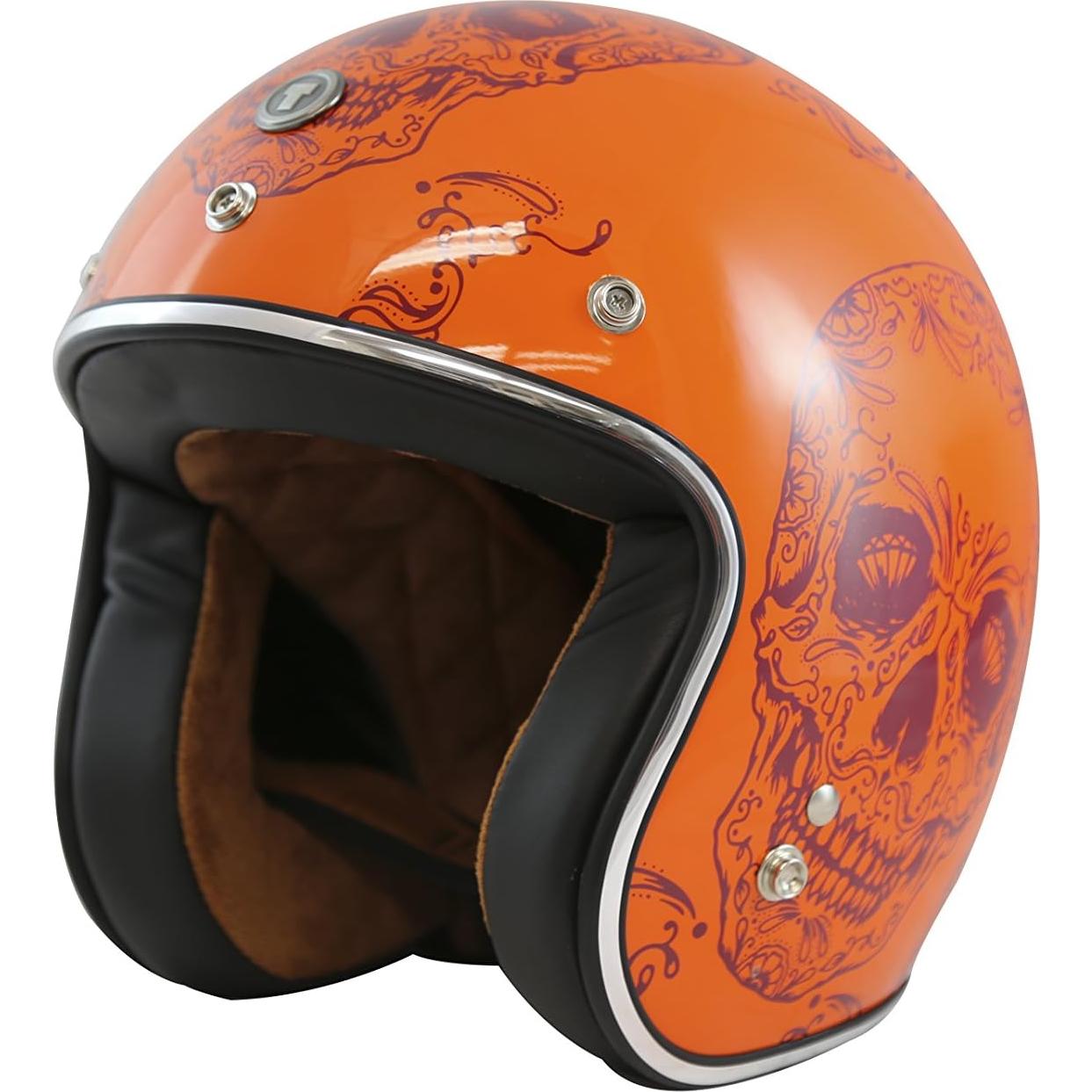 Casco Abierto TORC T50 Del Mar Naranja Cráneo 3/4