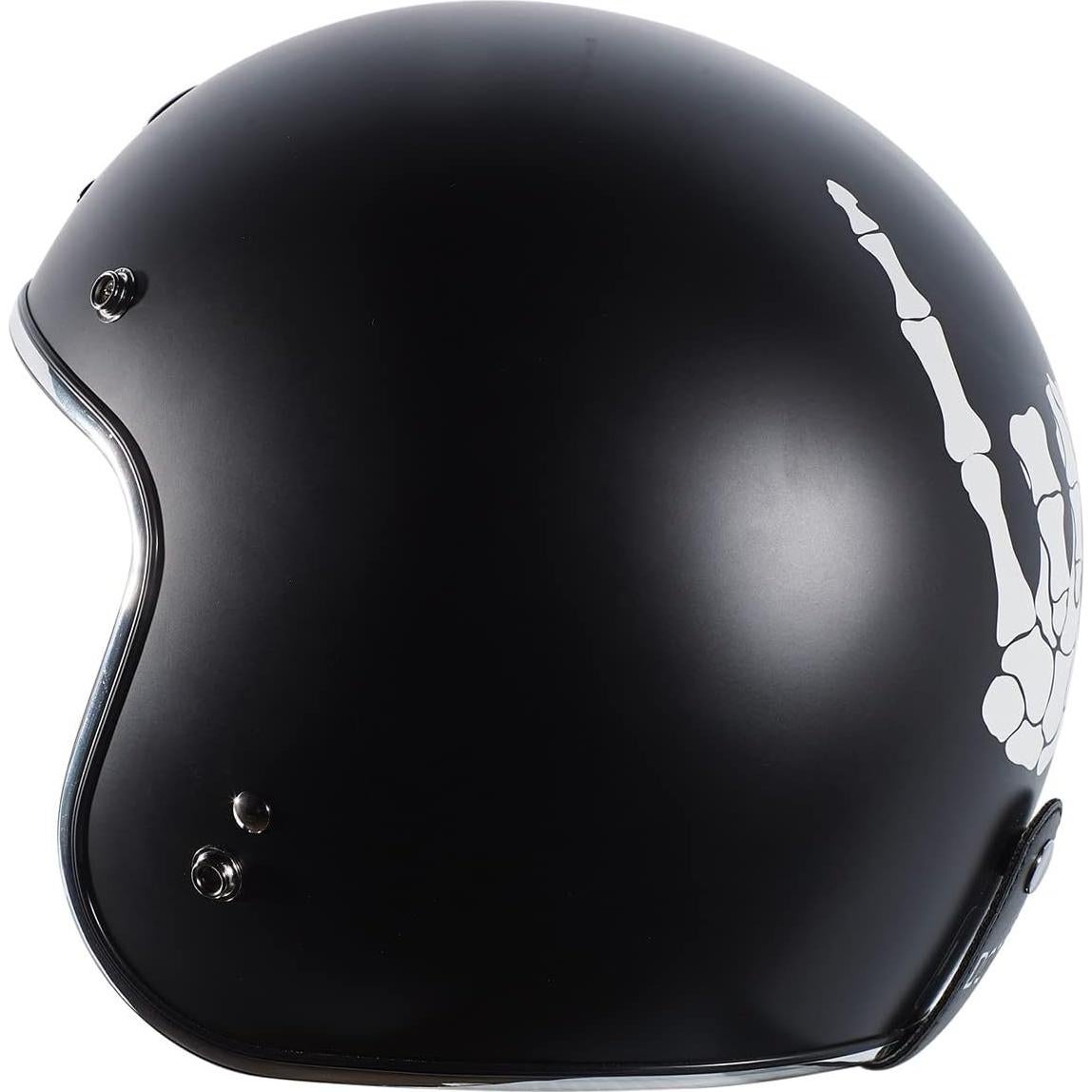 Casco Abierto TORC T50 Del Mar Negro Mate Huesos XX-L