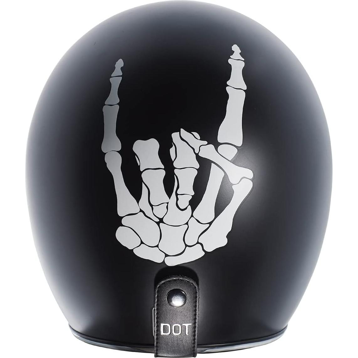 Casco Abierto TORC T50 Del Mar Negro Mate Huesos XX-L