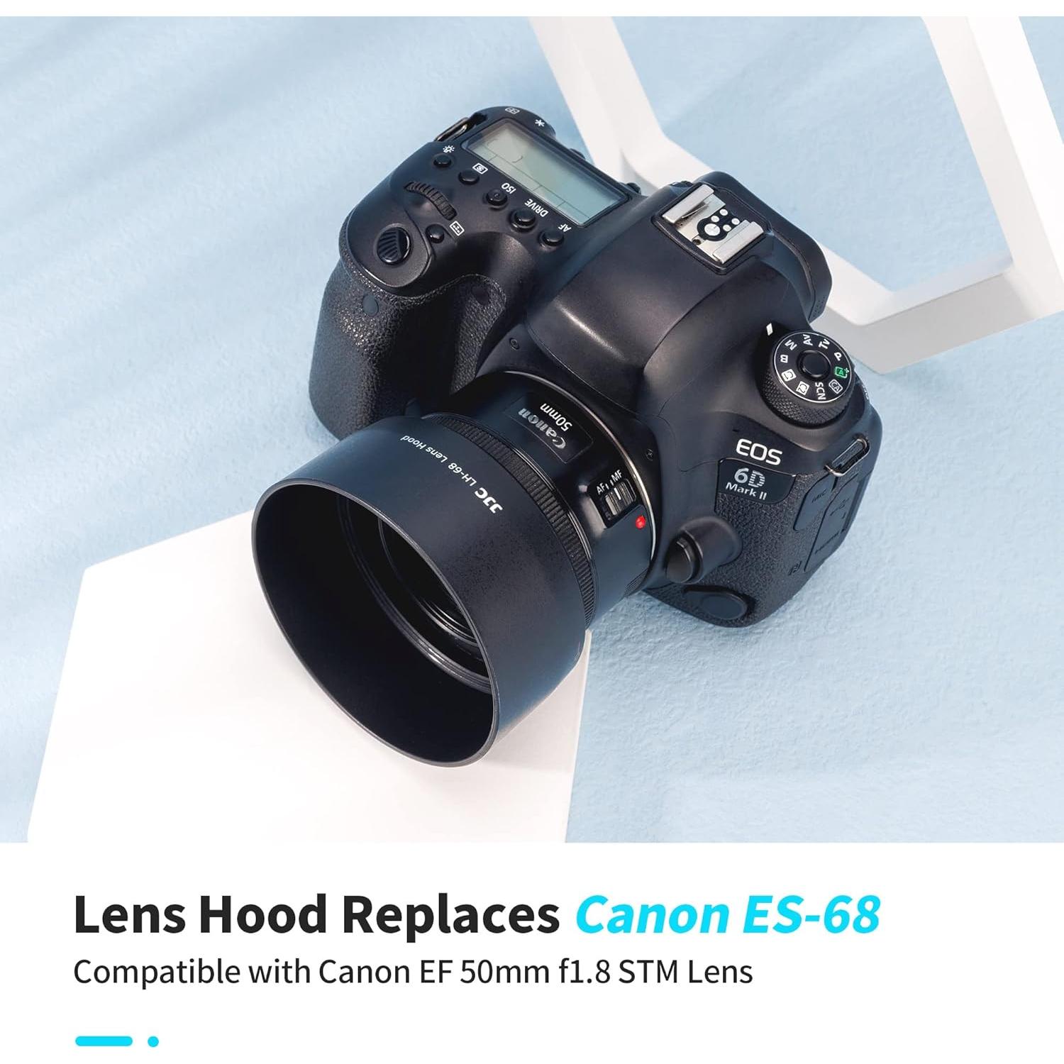 Capucha de lente Canon EF 50mm f/1.8 STM JJC LH-68 - Negro