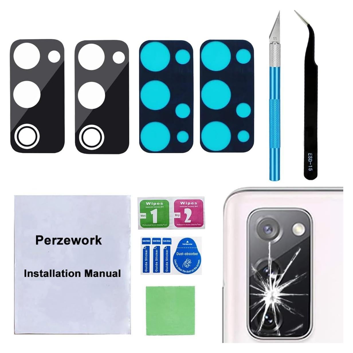 Juego de Lentes de Cámara Trasera Samsung Galaxy S20 FE - 2 Piezas