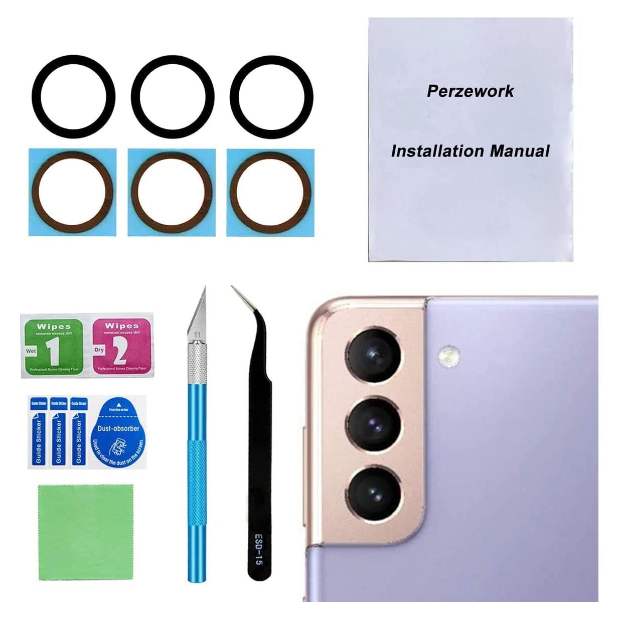 Juego de Reemplazo Lente de Cámara Samsung Galaxy S21/S21 Plus