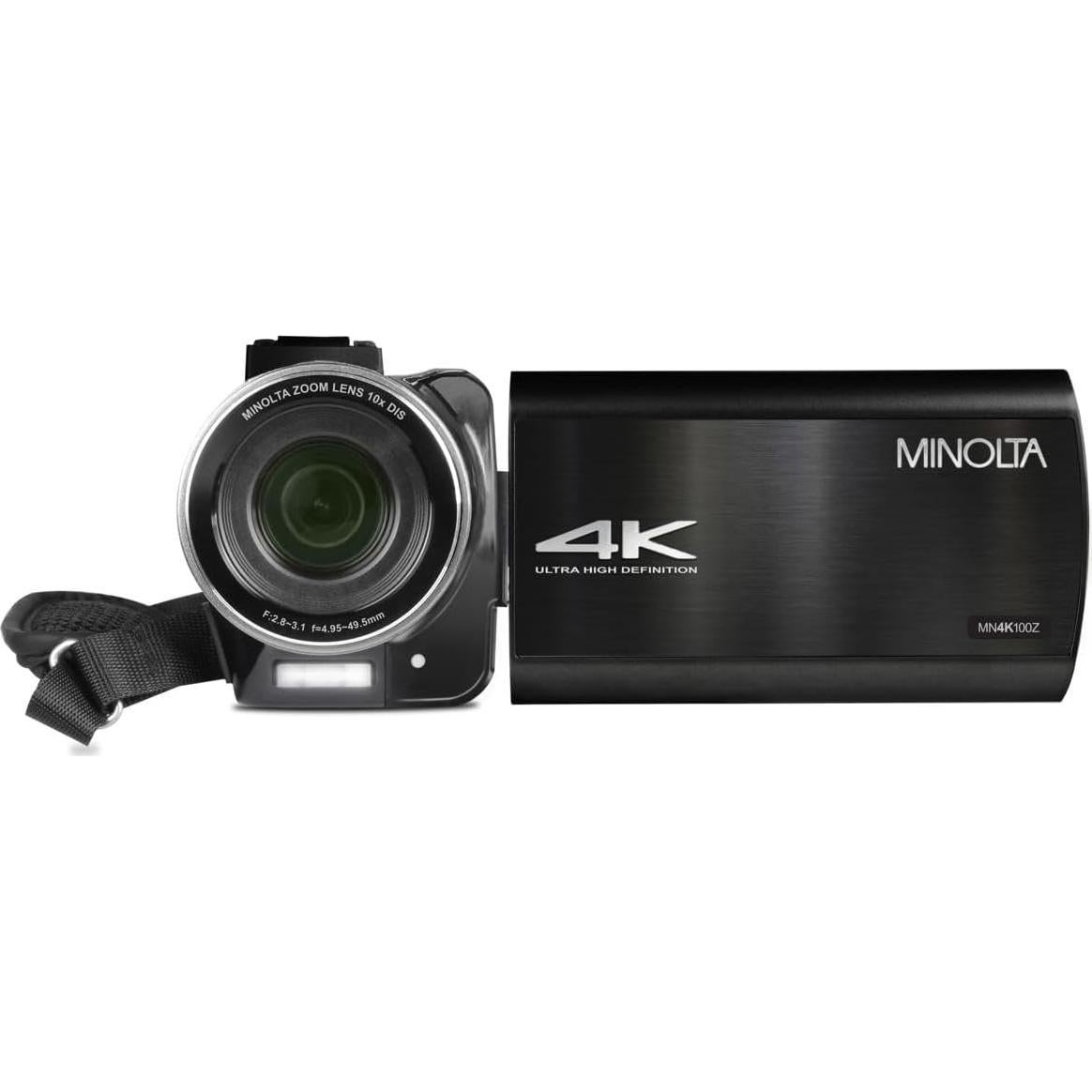 Minolta MN4K100Z Camcorder 4K Ultra HD 10x Zoom 28MP Negro