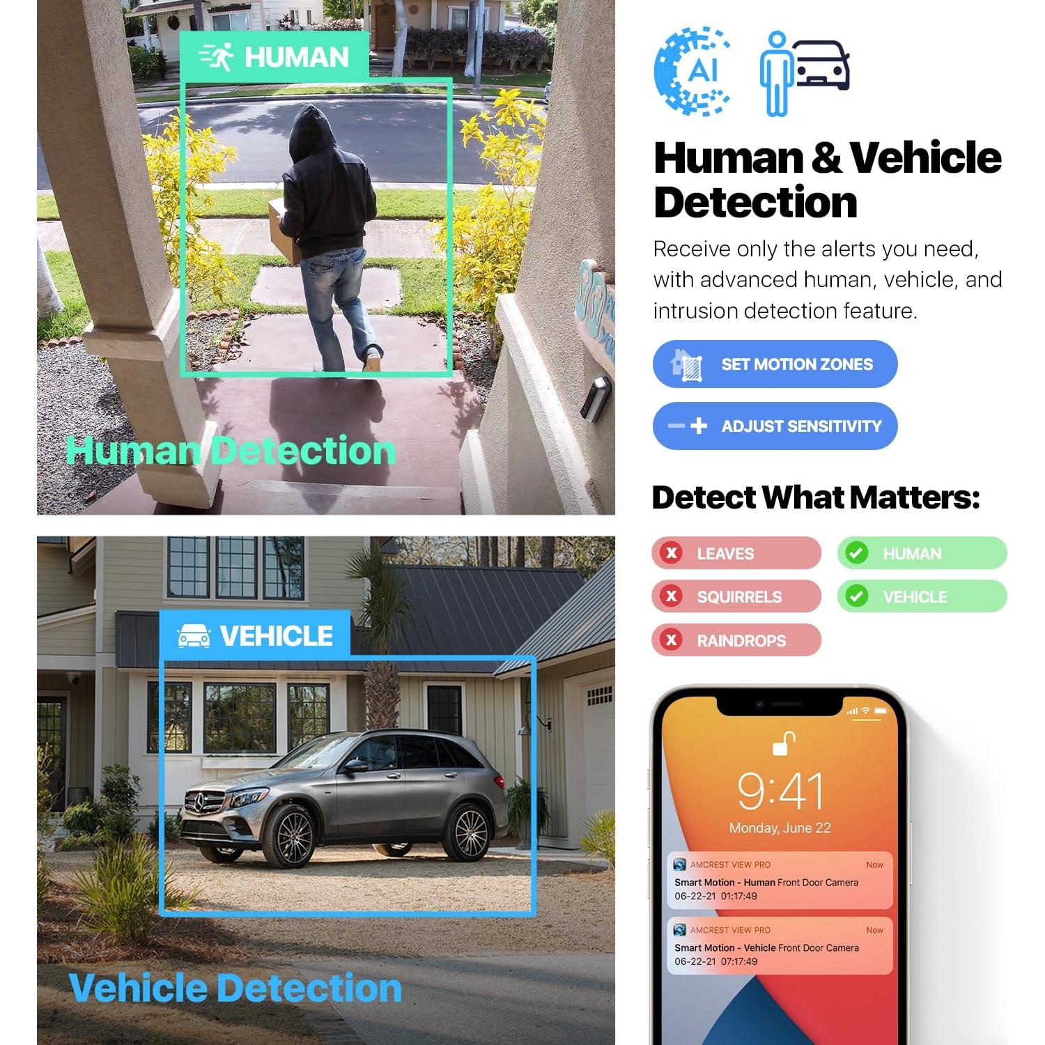 Cámara Turret POE Amcrest 5MP IP67 con Visión Nocturna 30m