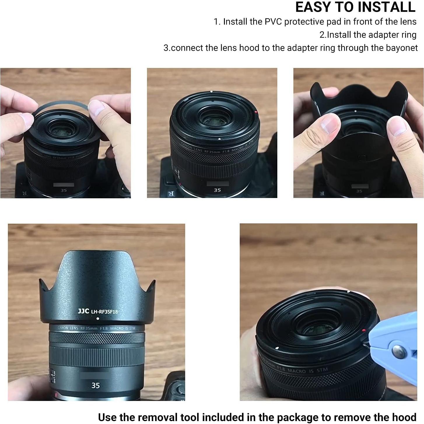 Capucha de Lente Tulipán JJC para RF 35mm F1.8 Macro STM