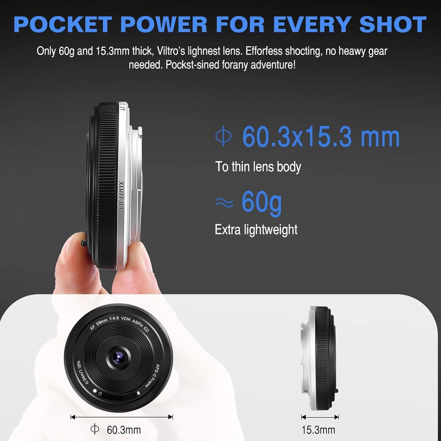 Lente Pancake VILTROX 28mm f/4.5 para Fuji - Enfoque Automático