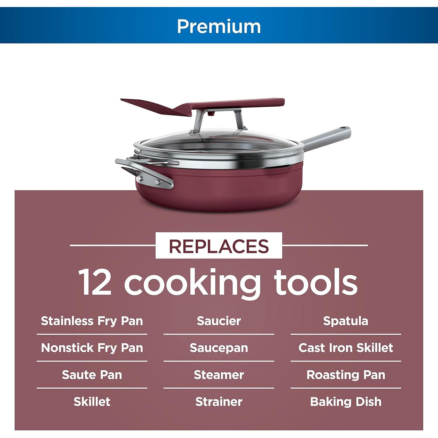 Sartén Ninja Foodi 4 Cuartos Antiadherente con Vaporera