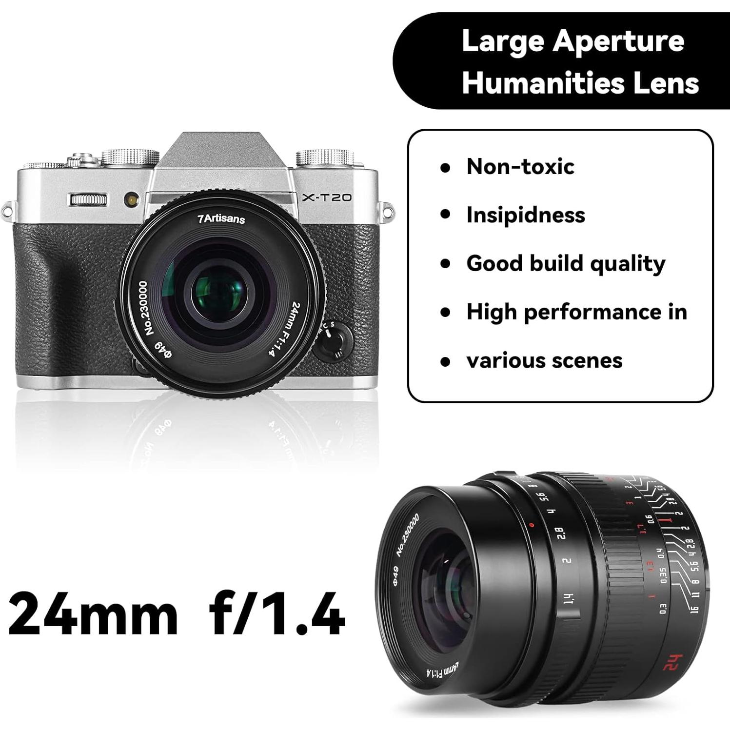 Lente Prime 7artisans 24mm F1.4 para Cámaras Sin Espejo Canon M