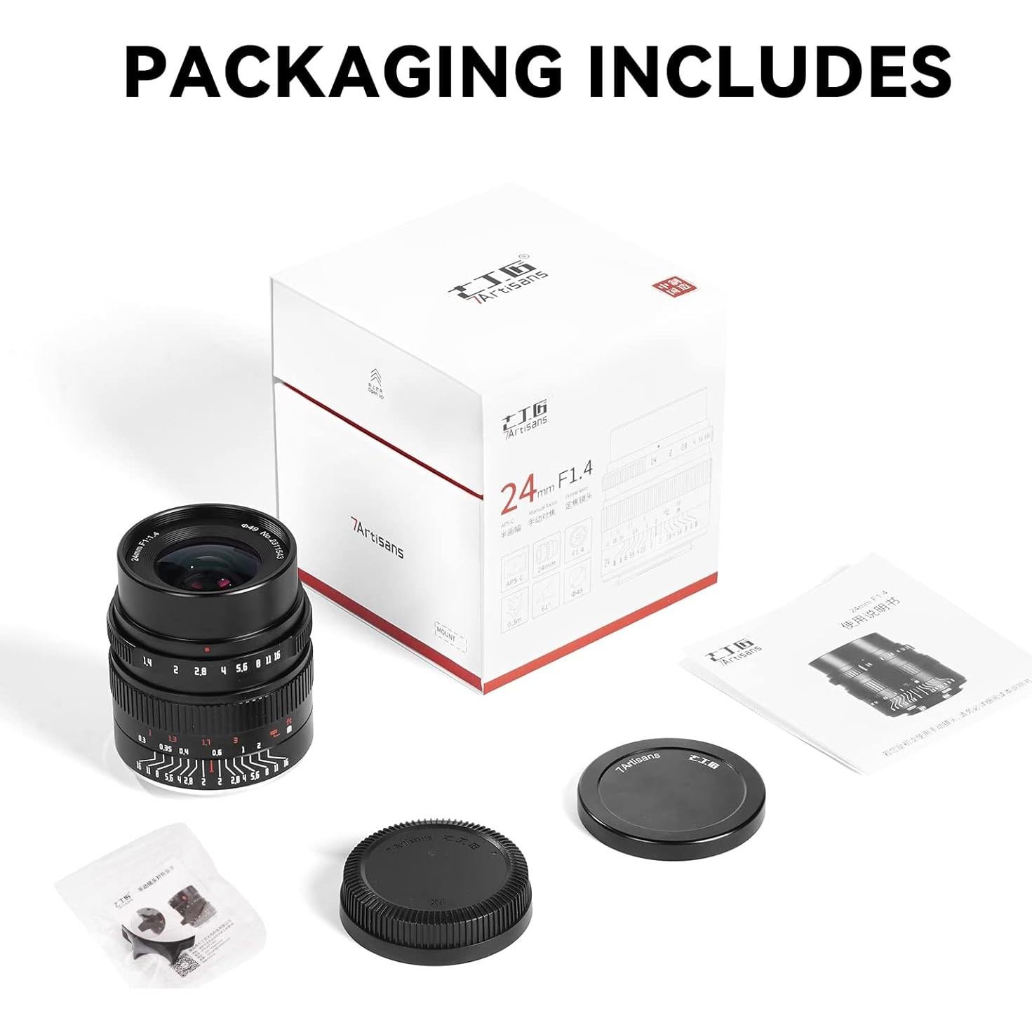 Lente Prime 7artisans 24mm F1.4 para Cámaras Sin Espejo Canon M