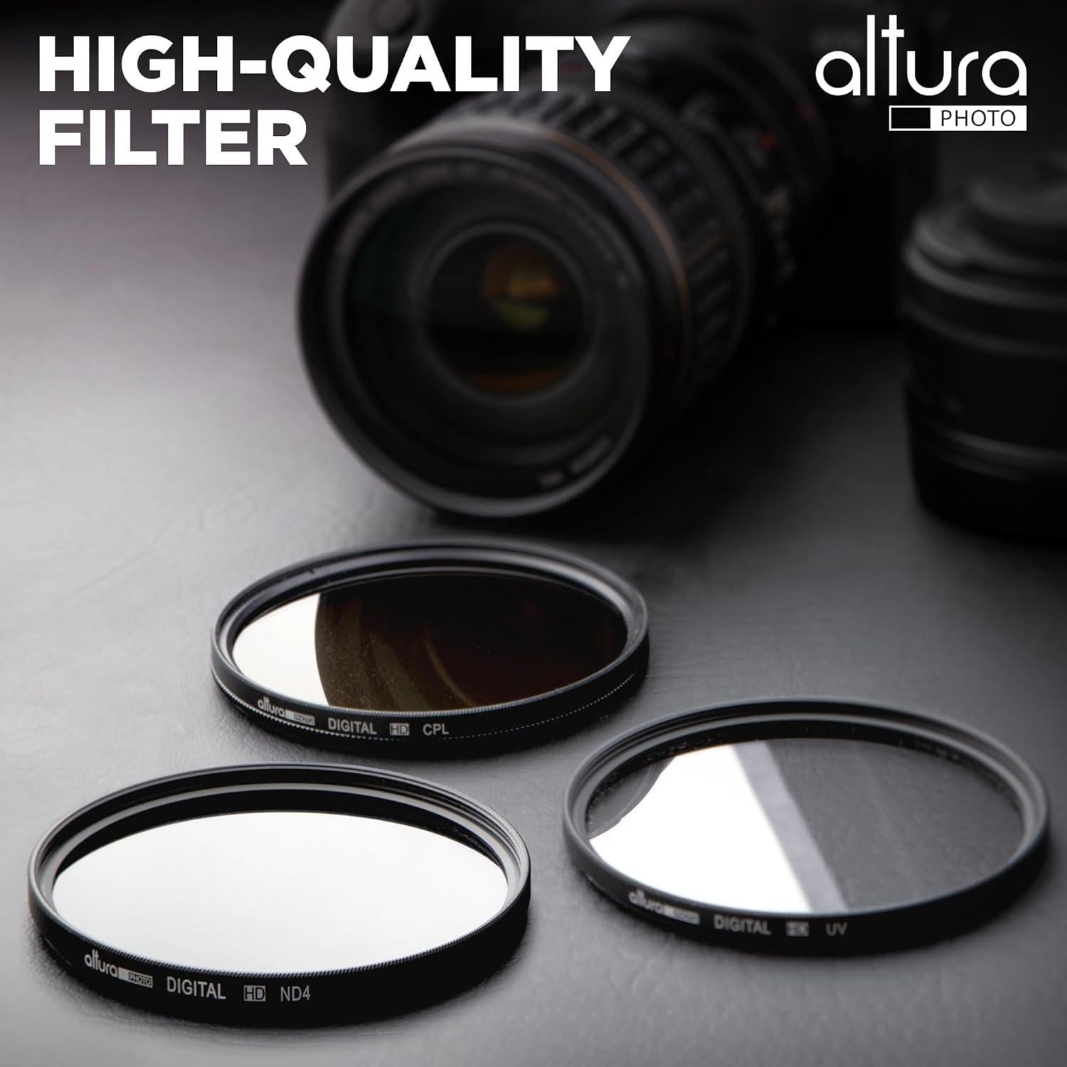 Kit de Filtros de Lente Altura Photo 67mm UV CPL ND + Estuche