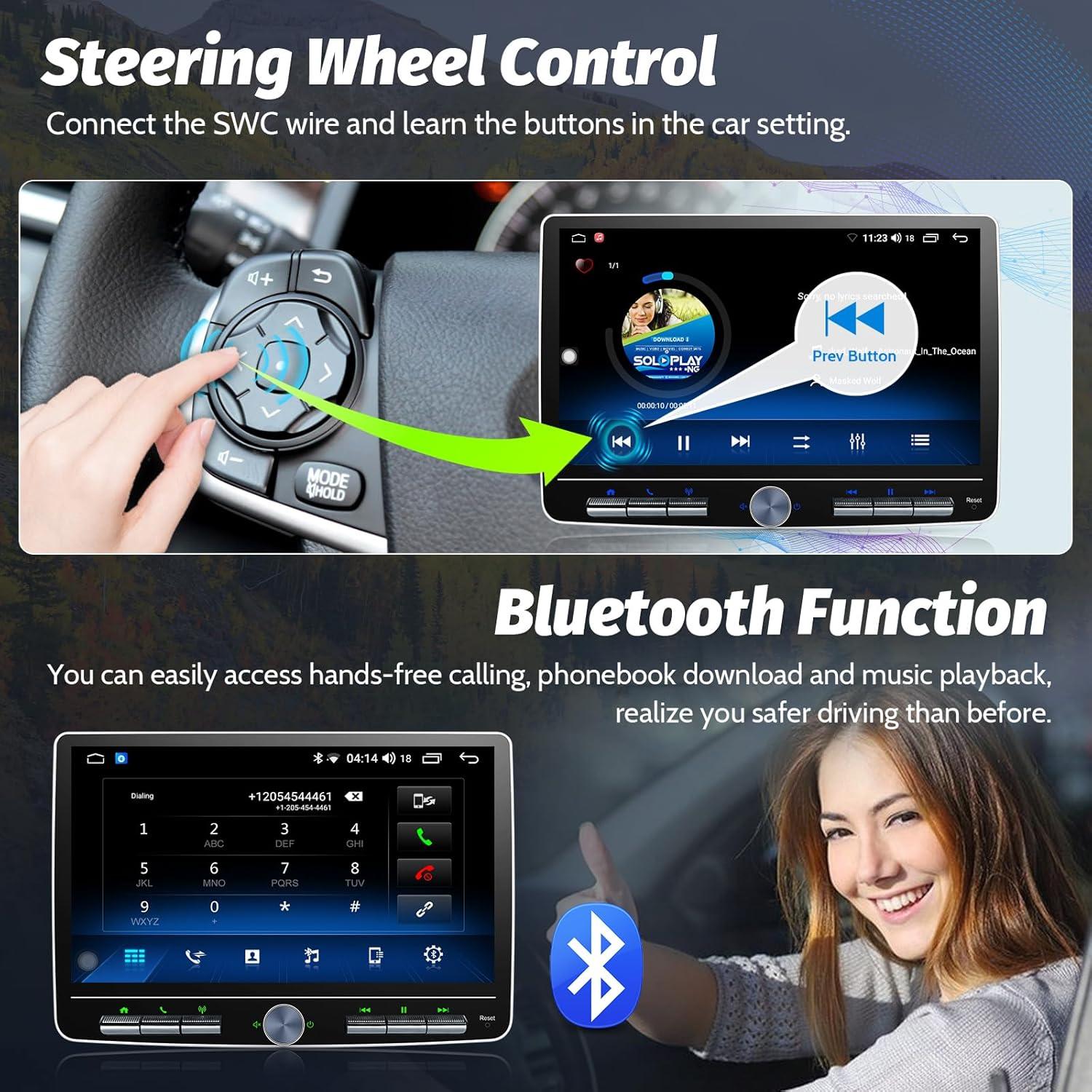 Estéreo de Coche Doble Din 10" Android 12 con CarPlay y GPS