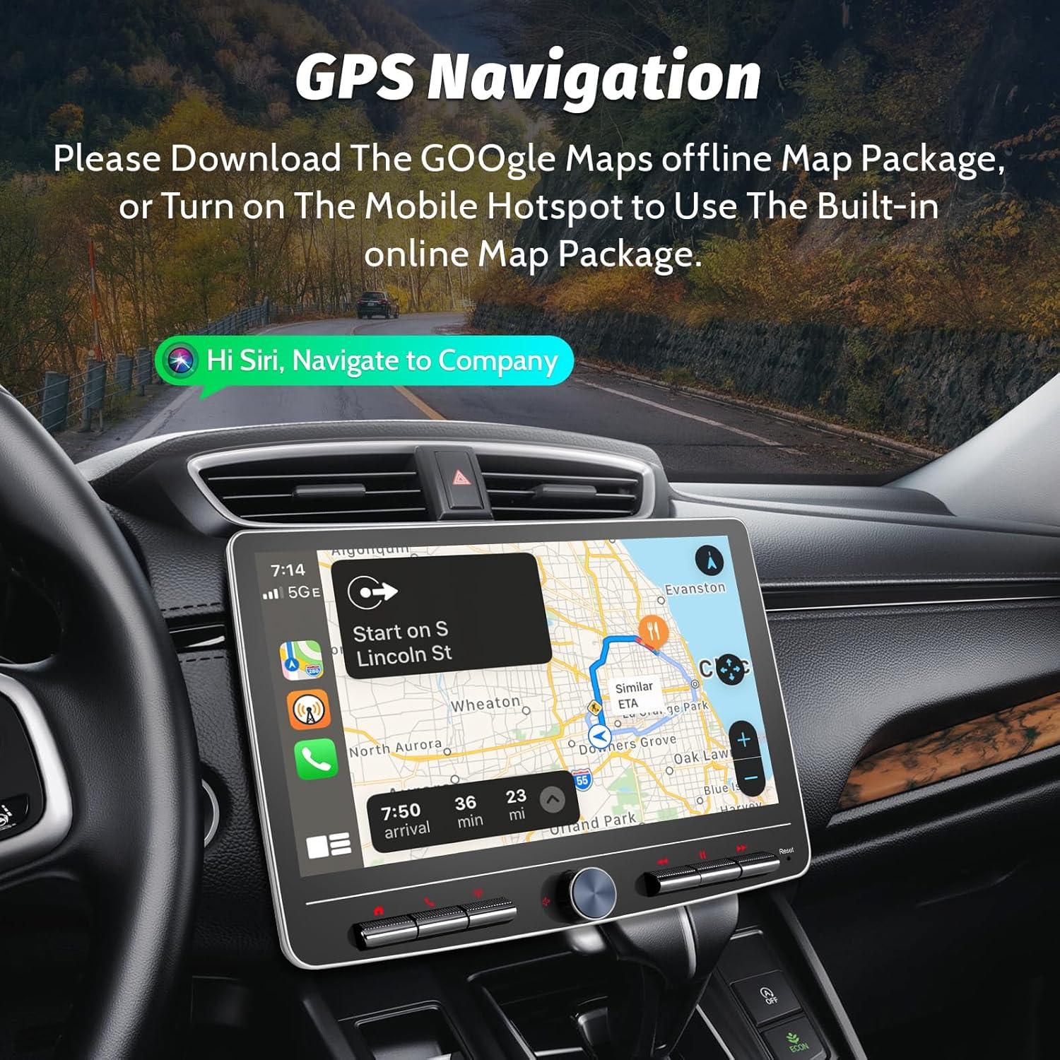Estéreo de Coche Doble Din 10" Android 12 con CarPlay y GPS