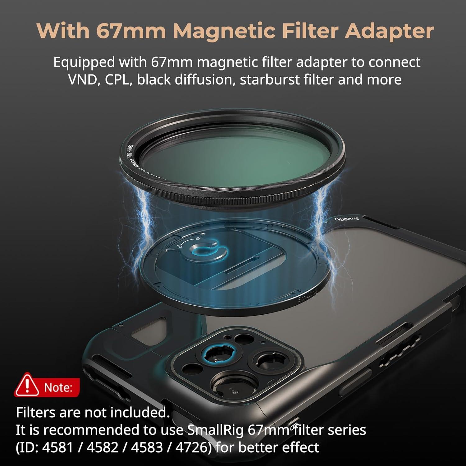 Jaula de Video SmallRig para iPhone 15 Pro con Adaptador 67mm