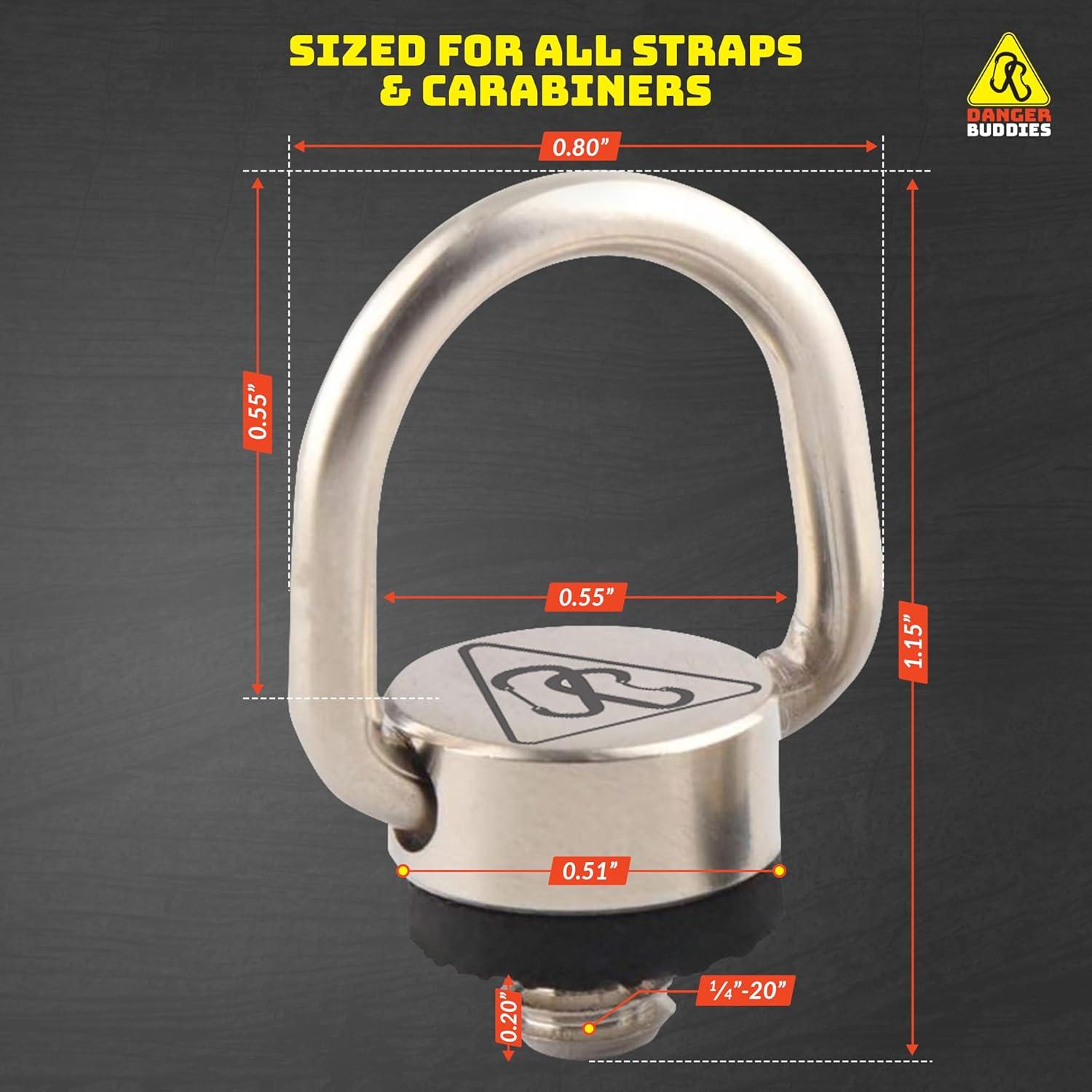 Danger Buddies Camera Carabiner Clip D-Ring - Easily Attach a Carabiner to Your Camera with This 1/4-20 Tripod Mount D-Ring (1-Pack)