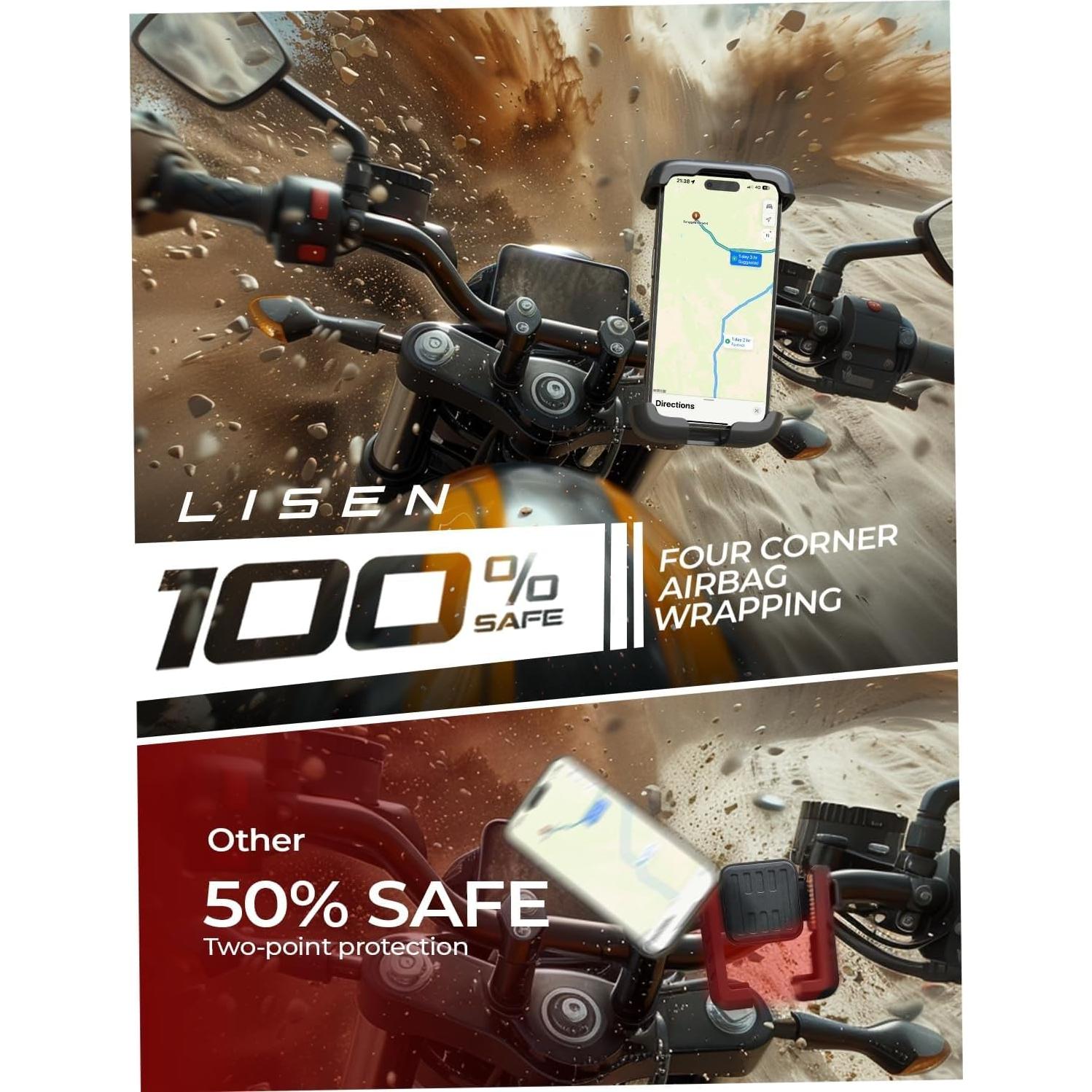 Soporte para Teléfono de Bicicleta LISEN Naranja Ultra Estable