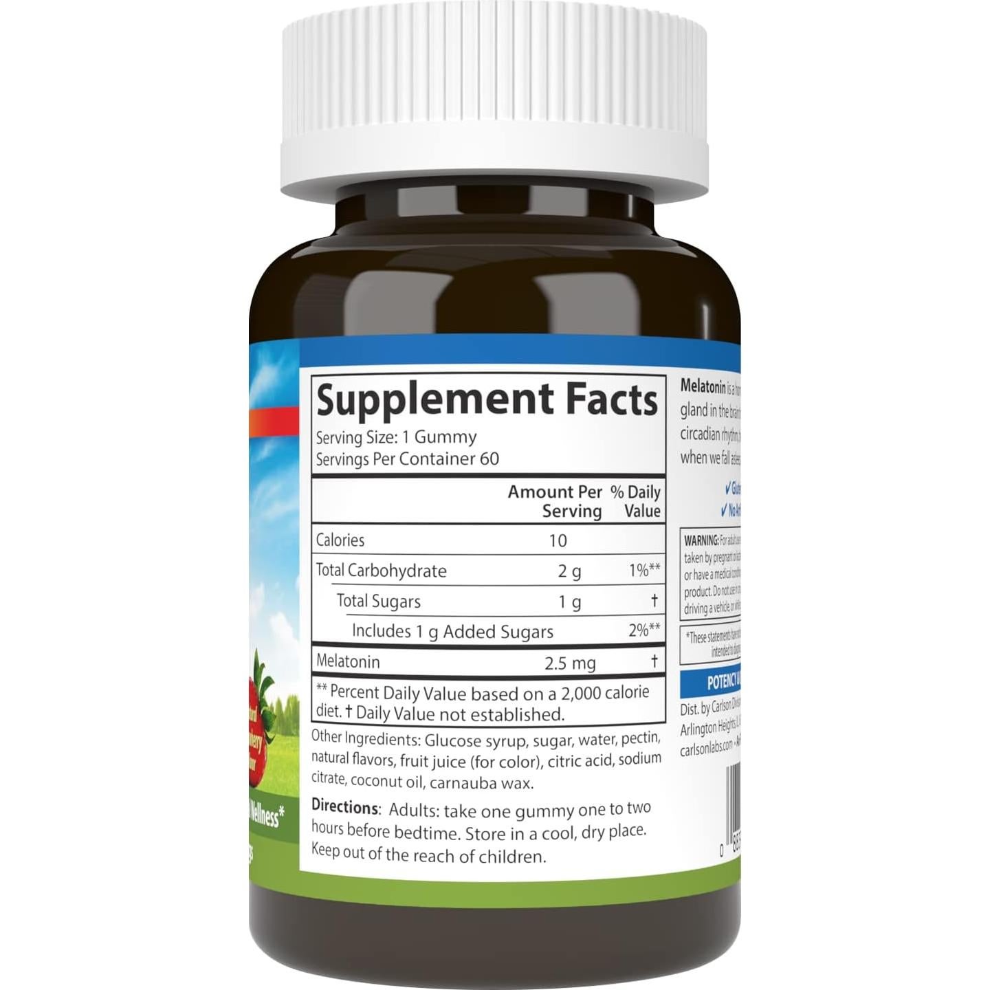 Gominolas de Melatonina Carlson 2.5 mg Sabor Fresa 60 Unidades