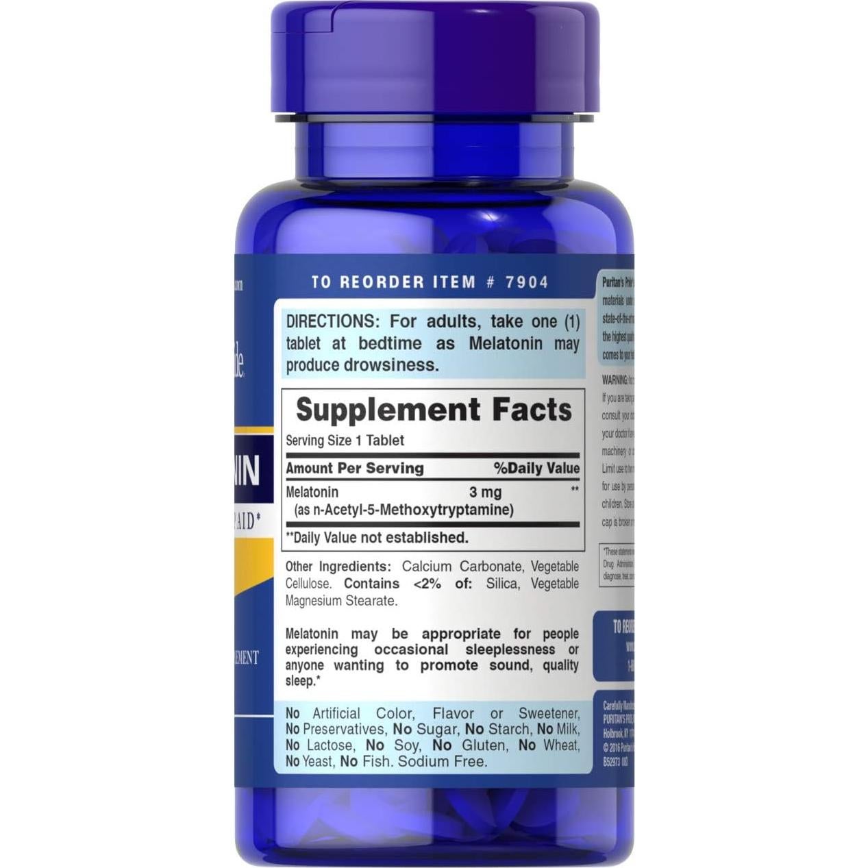Tabletas de Melatonina Puritans Pride 3 mg - 240 Unidades