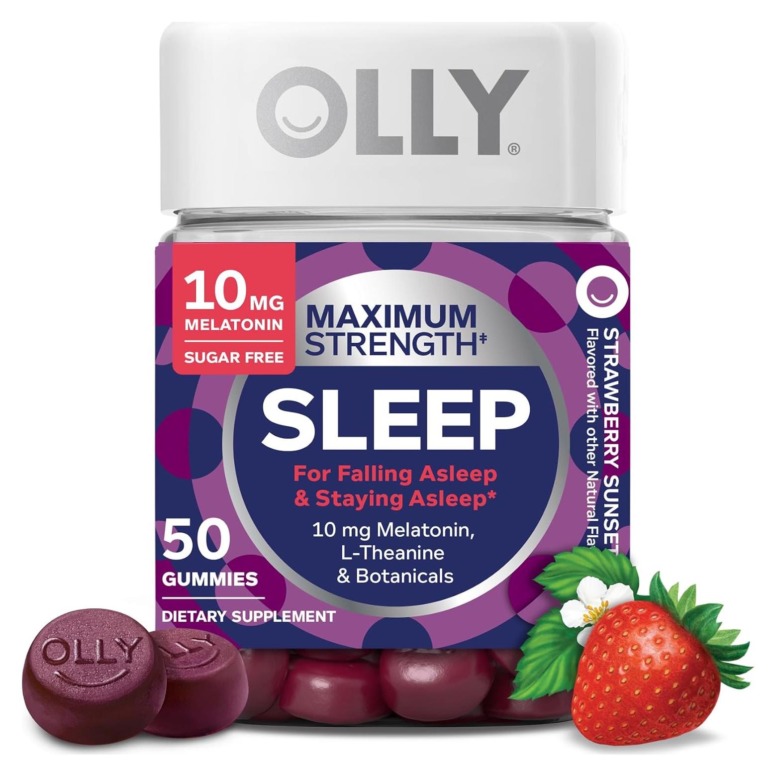 Gomitas para Dormir OLLY - 10mg Melatonina, Sin Azúcar, 50 Conteo